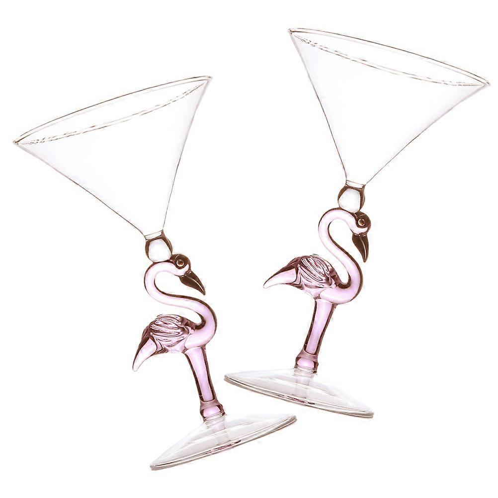 2pcs Pink Glass Flamingo Wine Glasses Stylish Wear Resistant Cocktail Cups for Parties Home Bar Entertaining