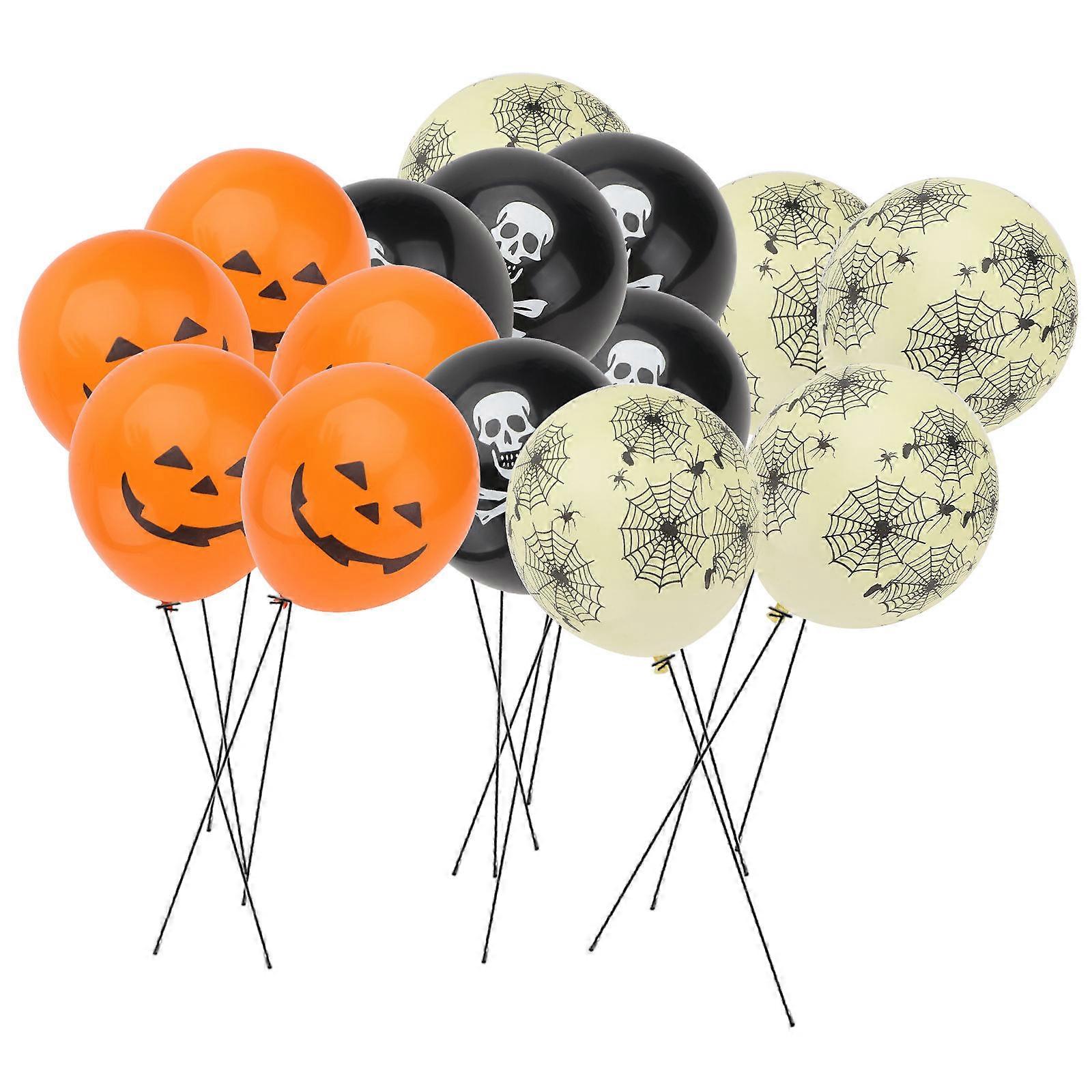 Decorate Your Halloween Party With 60Pcs Skull Pumpkin Spider Web Printed Balloons In Assorted Color