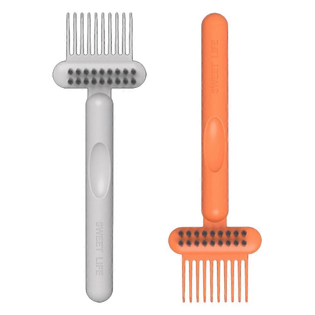 Portable Comb Cleaning Tool 2pcs Efficient Hair Removal Brush Cleaner for Cushion Brushes, Compact & User Friendly Grey Design