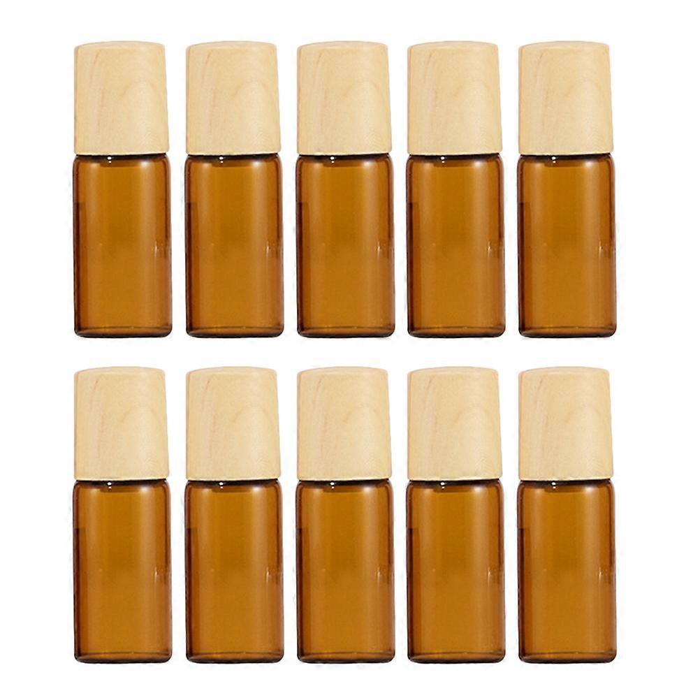 Mini Glass Roll On Bottles 10Pcs Perfect For Daily Storage Brown Corrosion Resistant Rollers