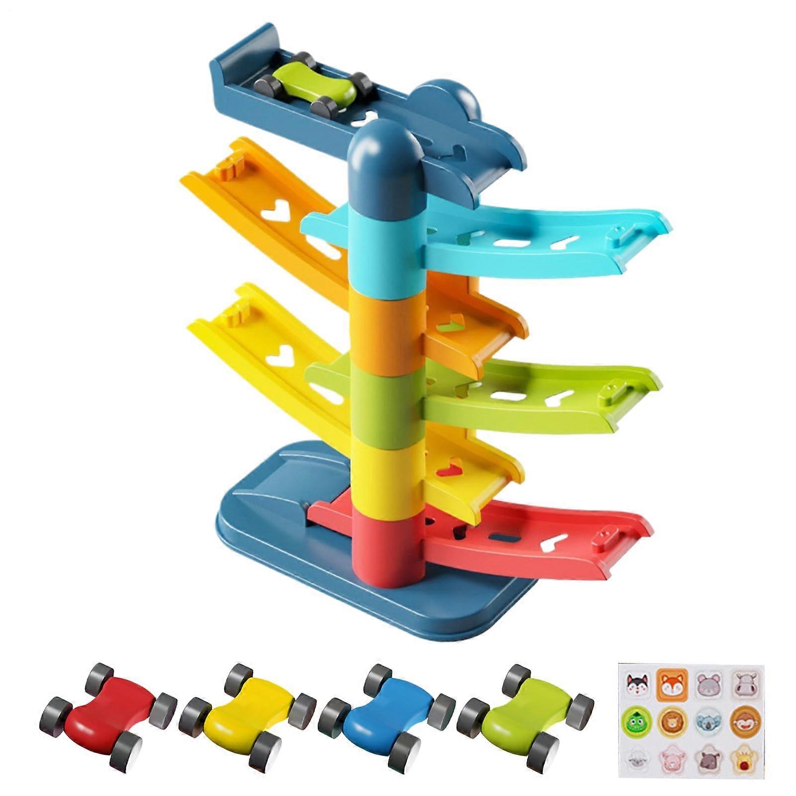 Children's Race Track Motor Skills Vehicle Toy Educational Interactive Ramp Playset for Kids Over 3 Years Old