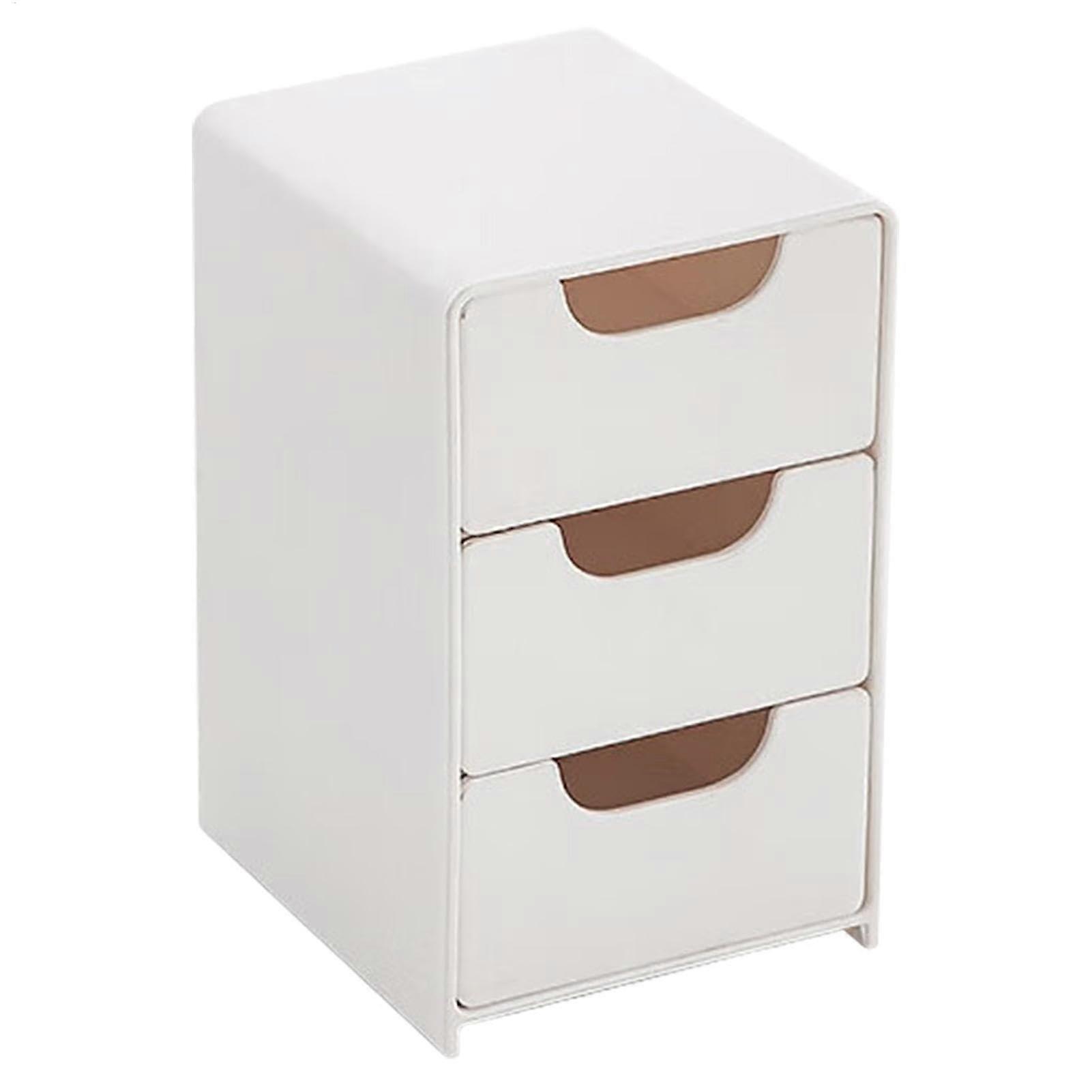 Jewellery Box with Drawer - 3-Layer Multifunctional Table Organiser, Space Saving Desk Holder for Cosmetics and Stationery