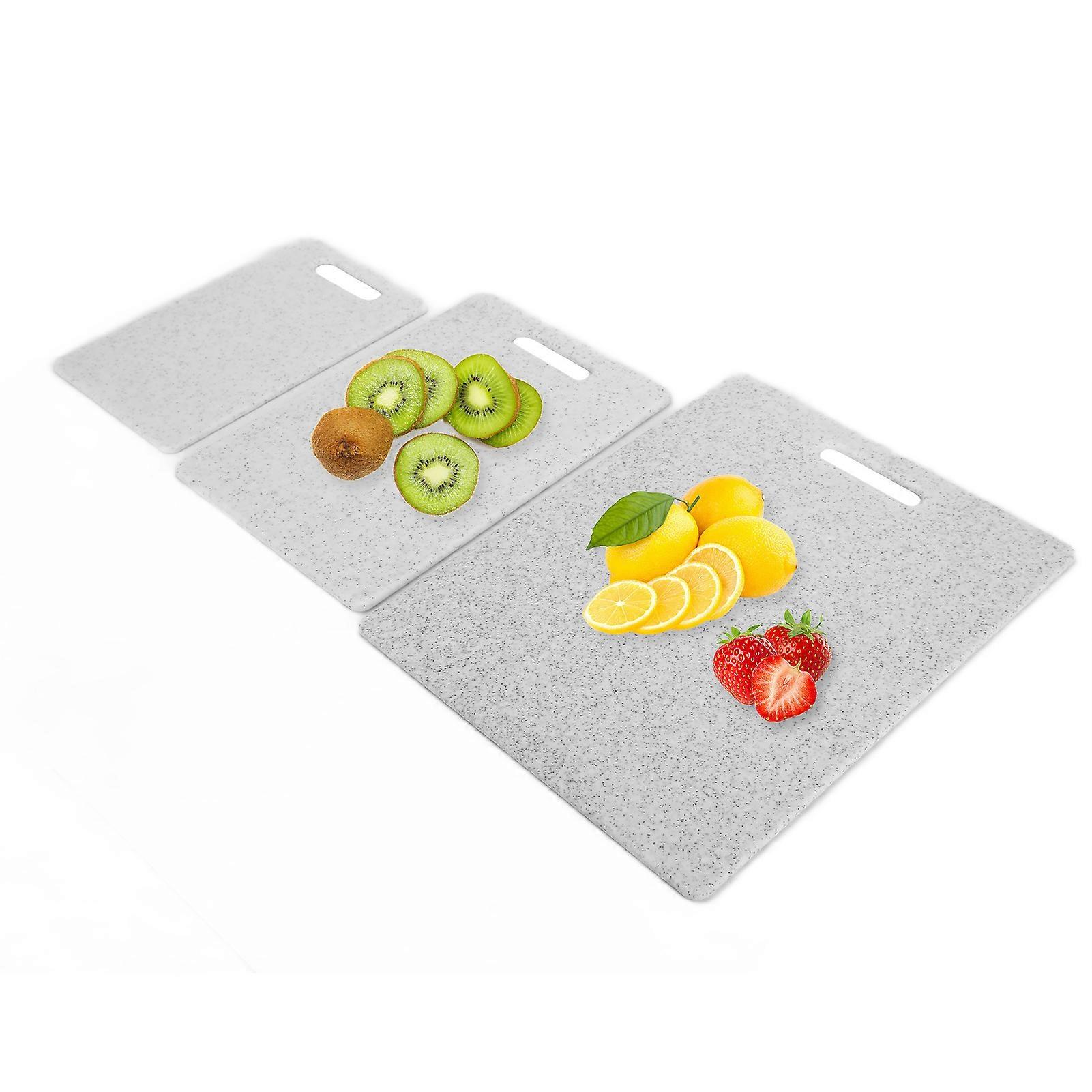 3Pcs Double-Sided Cutting Board Set Marble Pattern White 36.5x28cm