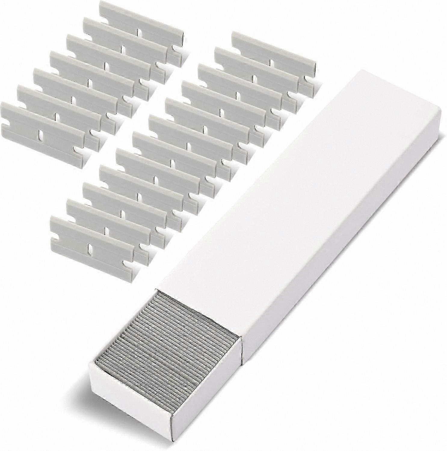 100 Pack Plastic Razor Blades for Sticker Removal, 1.5 Inch Scraper with Non-Scratch Edges, Gray