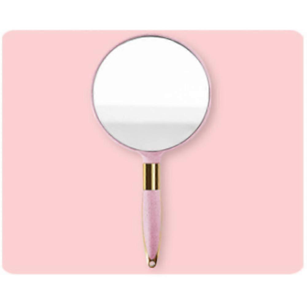 Handheld mirror with handle, for home, travel, makeup and hairdressing use (circular)