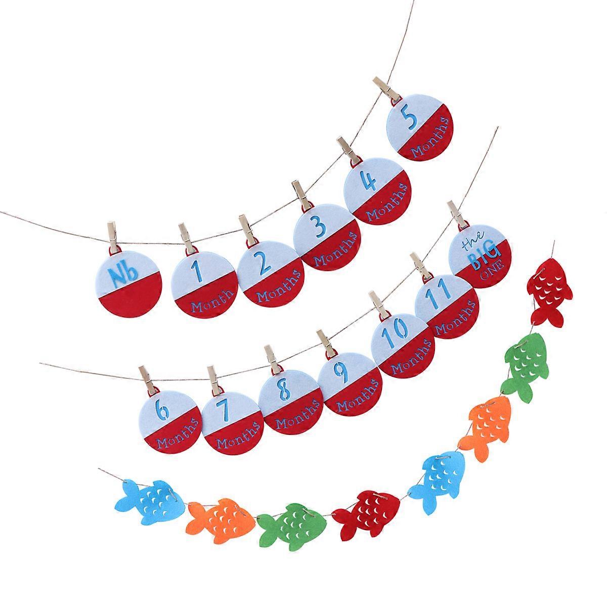Fishing Banner Hanging Banner for Photoshoot with Assorted Supply 2Pcs