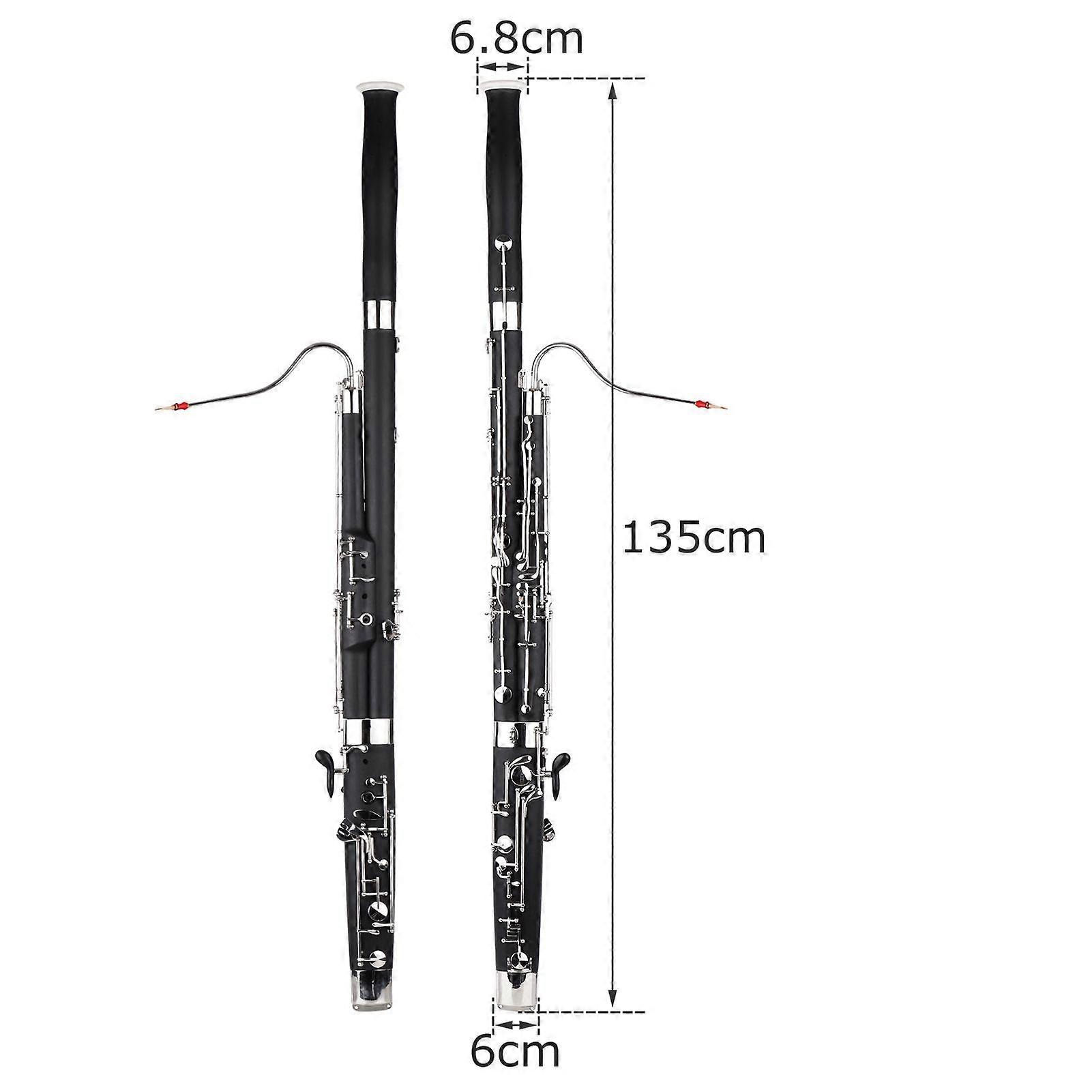 Professional C Key Bassoon Woodwind Instrument Synthetic Wood Body Cupronickel Silver-plated & Nickel-Plated Keys with Reed Gloves Cleaning Cloth Carr