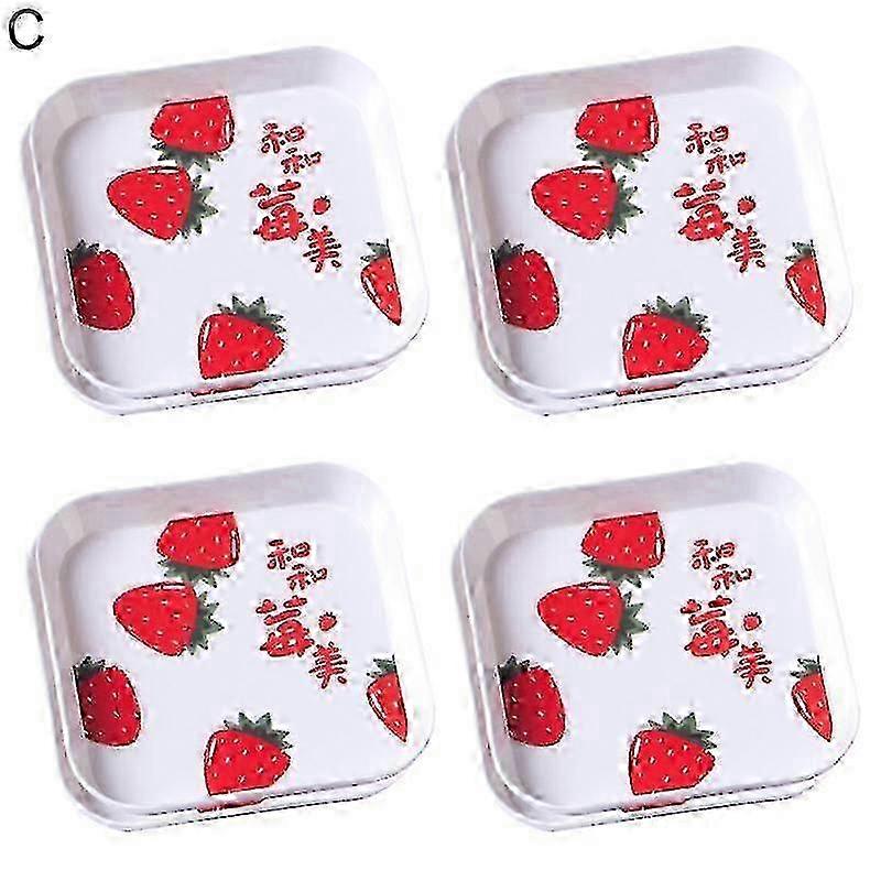 1 Set Strawberry Pattern Dessert Plate Stackable Melamine Unbreakab...