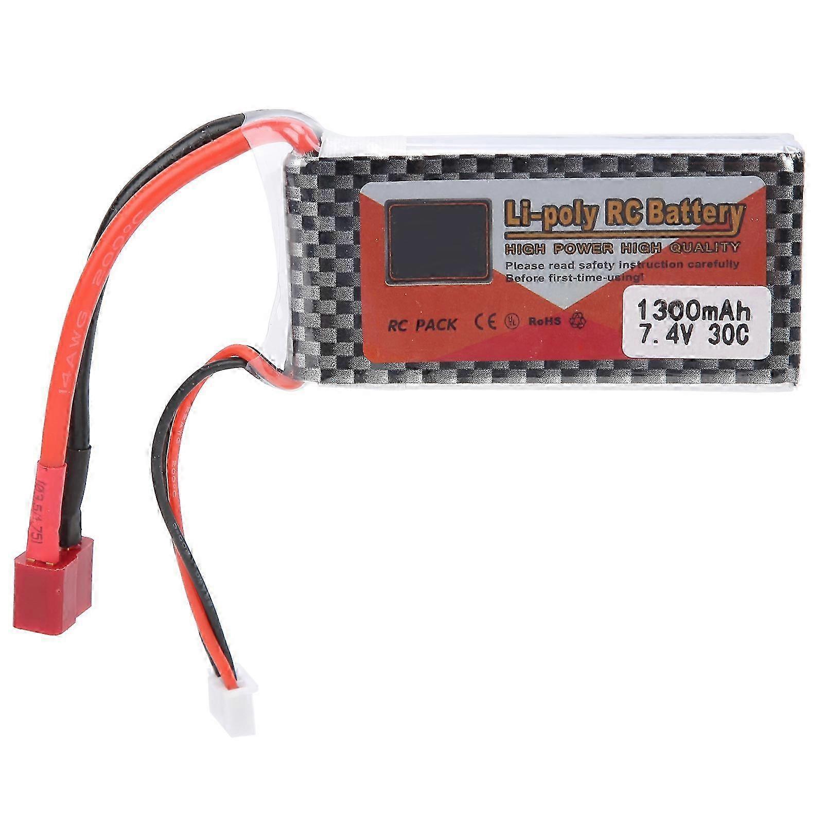 2025 7.4V 1300mAh 30C Lipo with T Plug Rechargeable Lithium Battery for Remote Control Car Boat Airplane