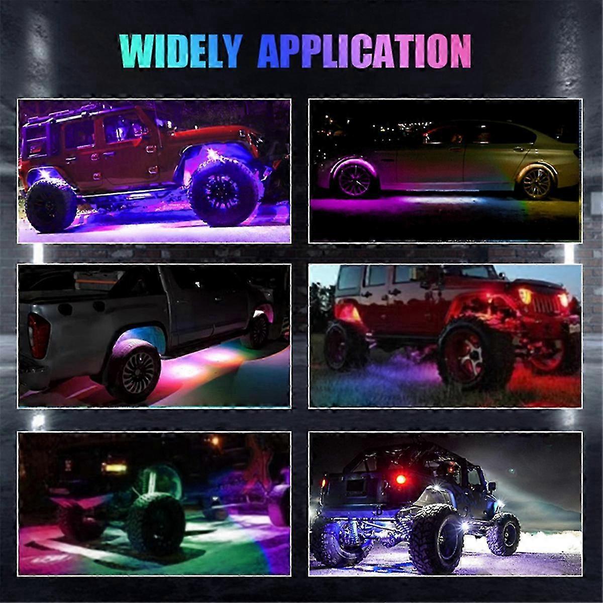 4 Pods Rock Lights for Trucks, RGB Underglow LED Lights