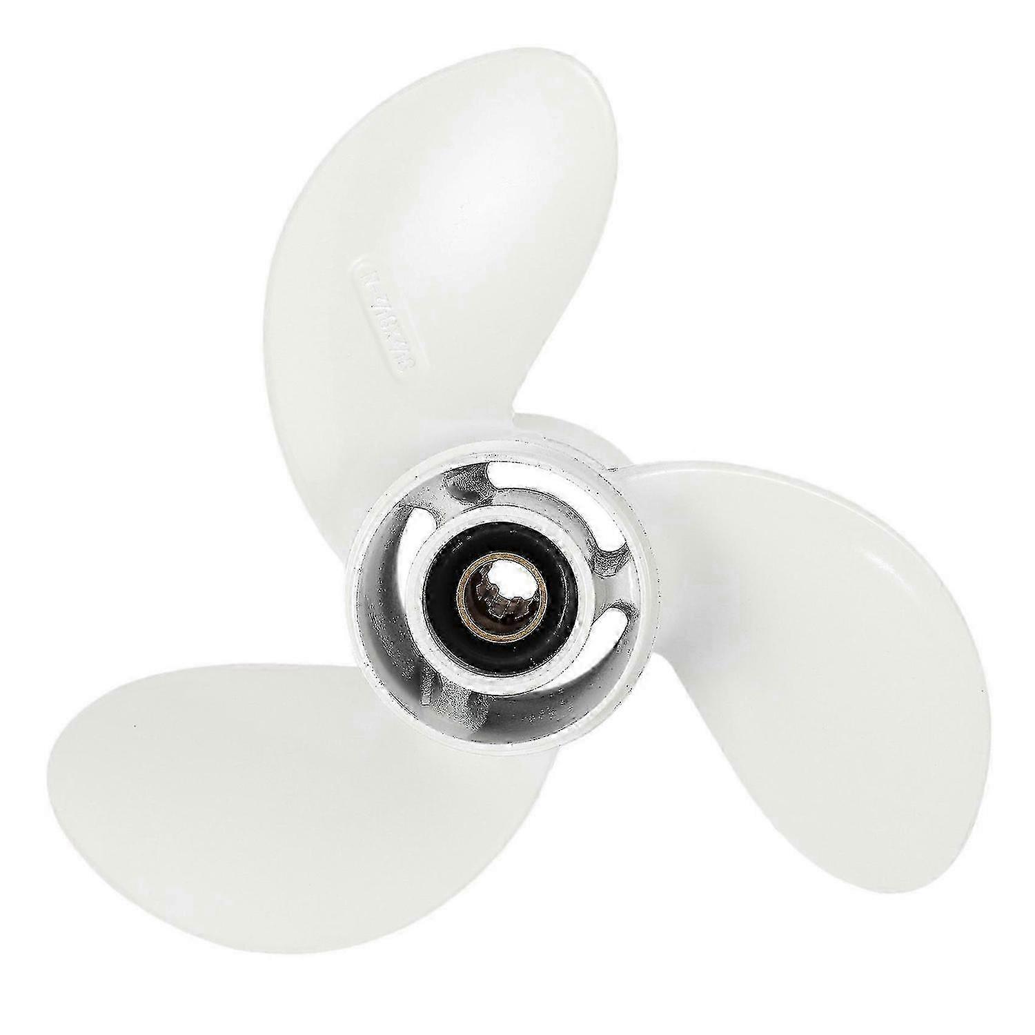 Boot Außenbord Propeller 8 1/2 Zoll Aluminium Weiß 3 Blatt Kompatibel mit Yamaha 6 8HP 7 Spline R Rotation