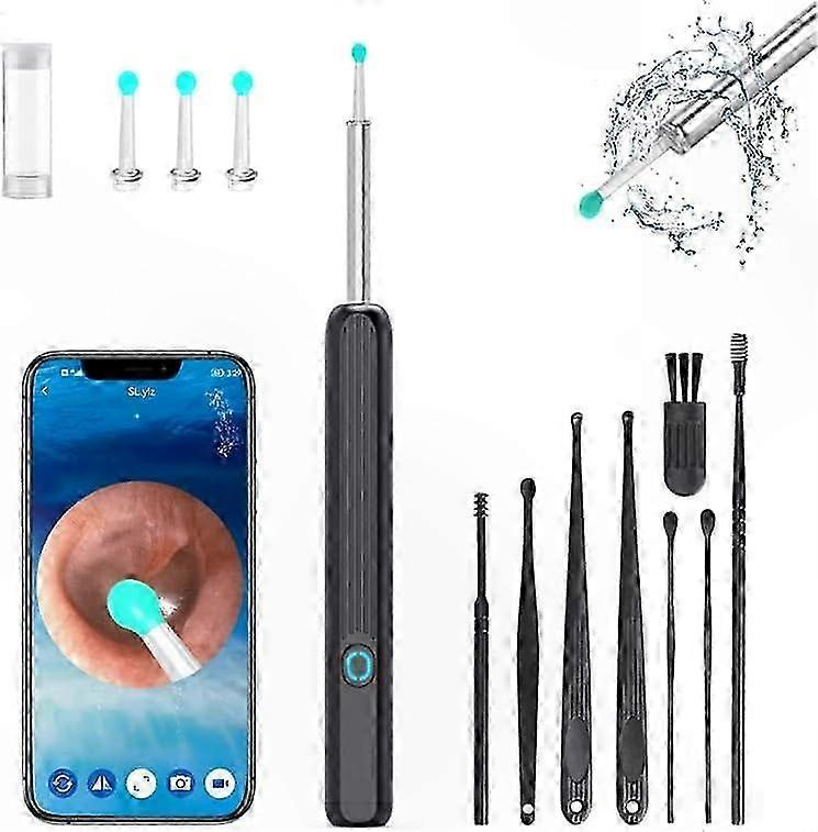 Ear Wax Removal Tool with Camera, 1296P Ear Scope, 6 LED Lights, 3 Scoops, Spade Cleaner, Portable Earwax Picker for Home Use