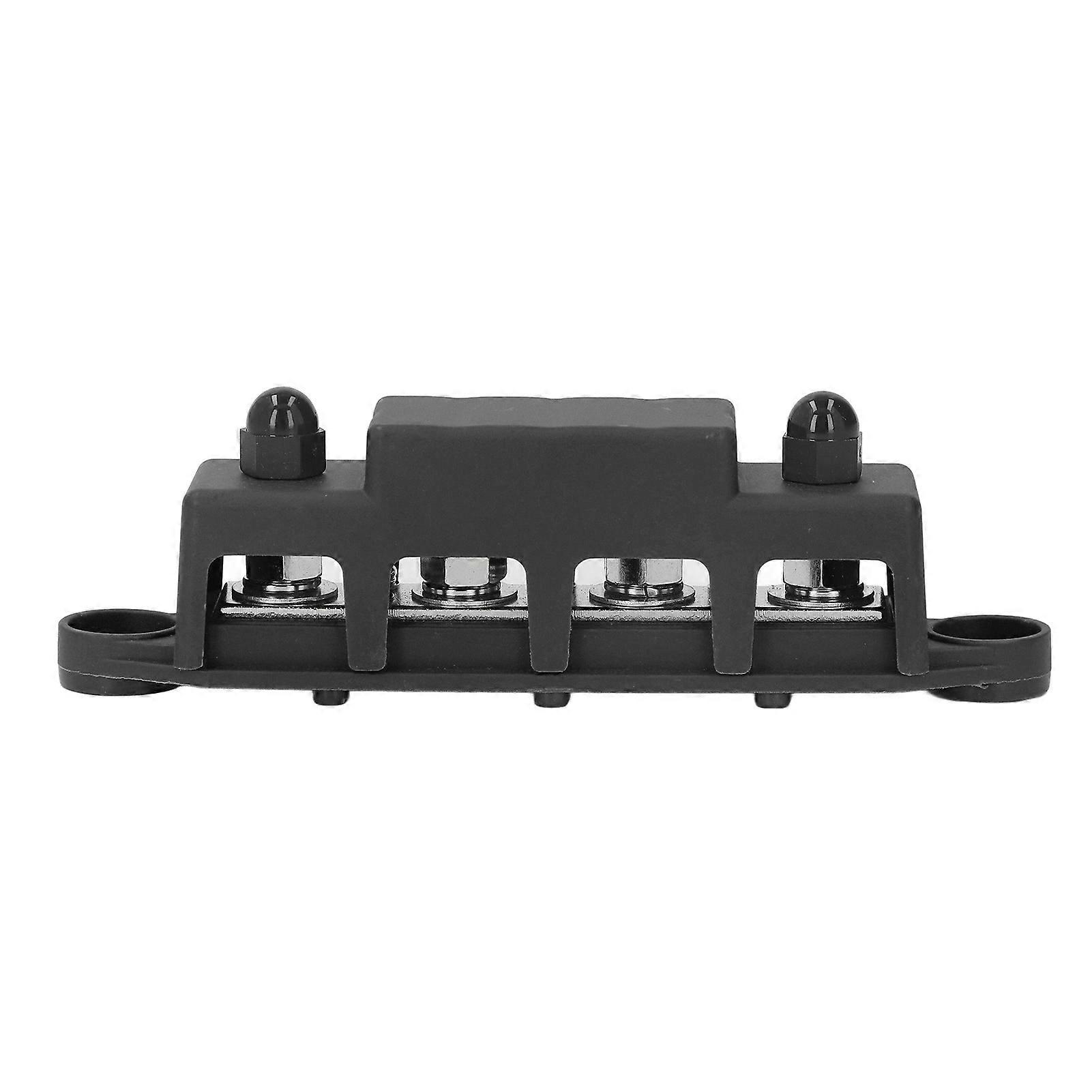 M8 4 Stud Bus Bar Heavy Duty Power Distribution Module Busbar Box for RV Yacht 48V DC 250A Black