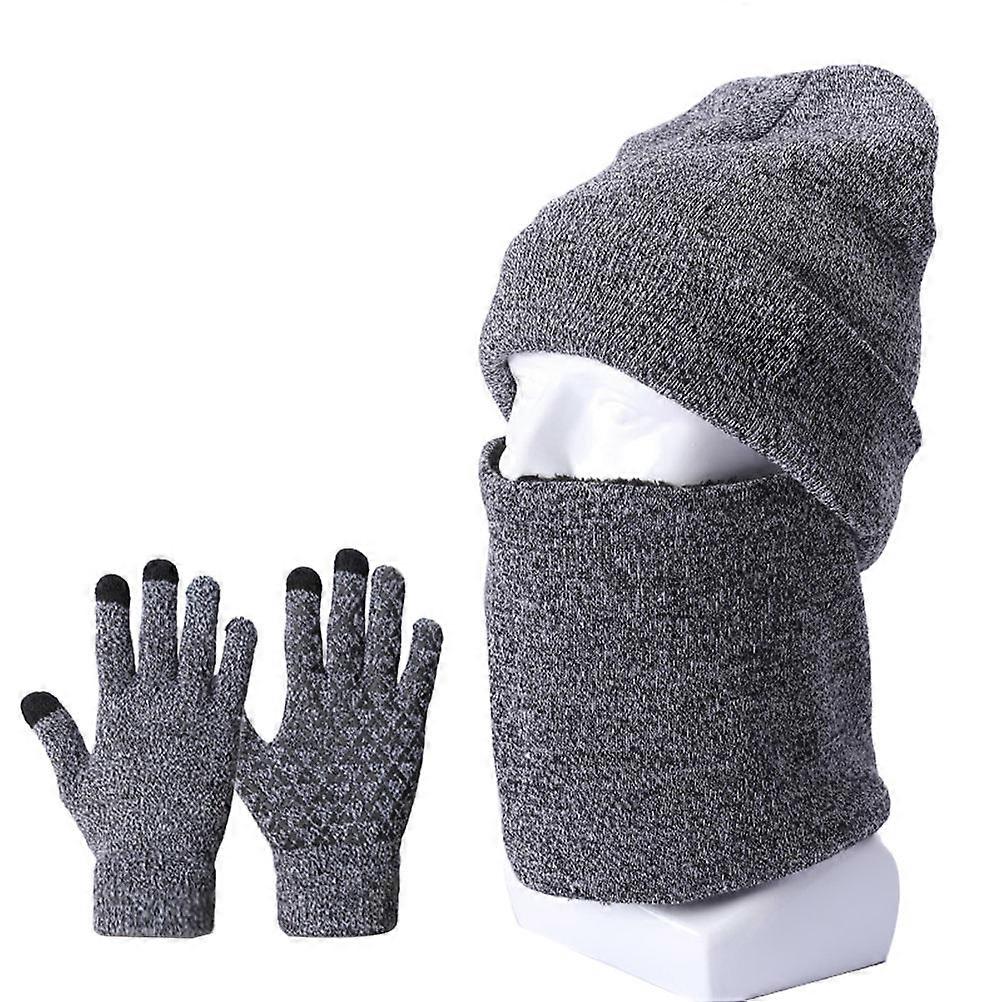 Conjunto de gorro e cachecol com luvas, protetor de pescoço e chapéu para homens.