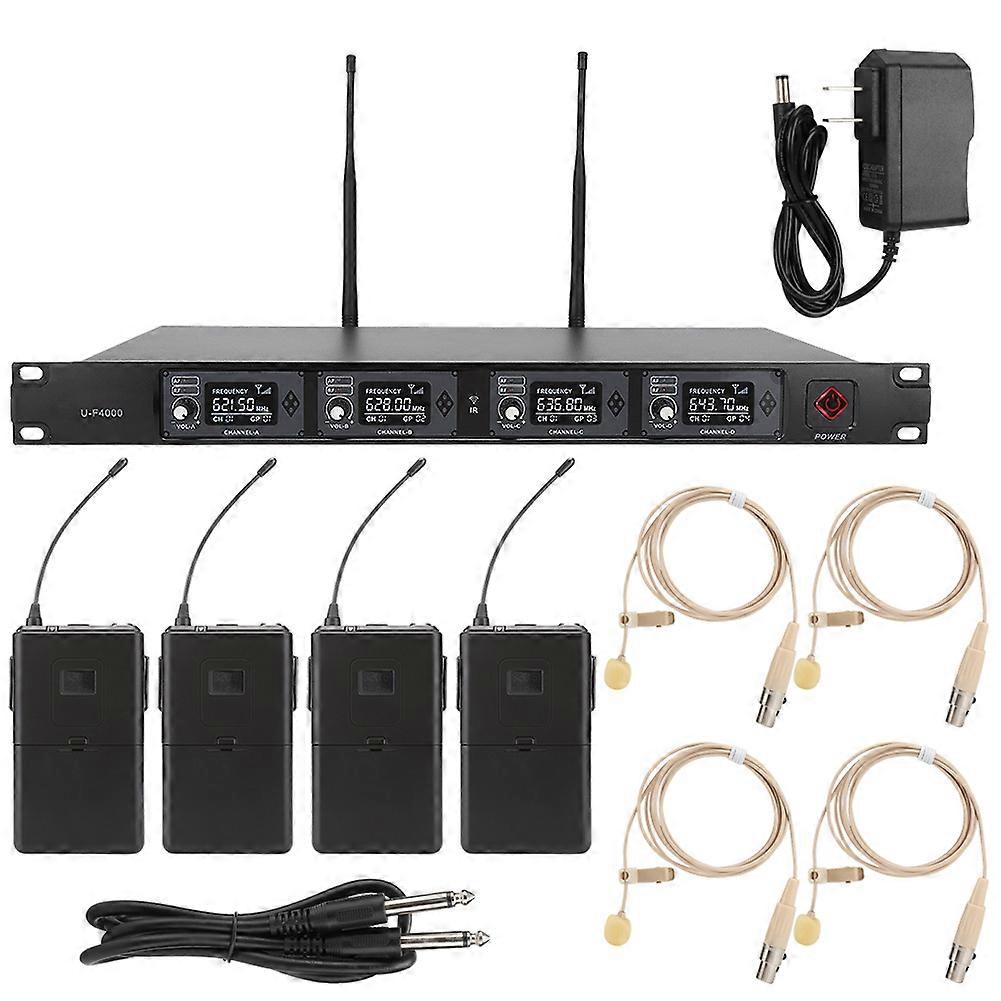 UHF 641.5~672.3Mhz Wireless Lapel Microphone - 4-Channel, Anti-Interference, Stackable