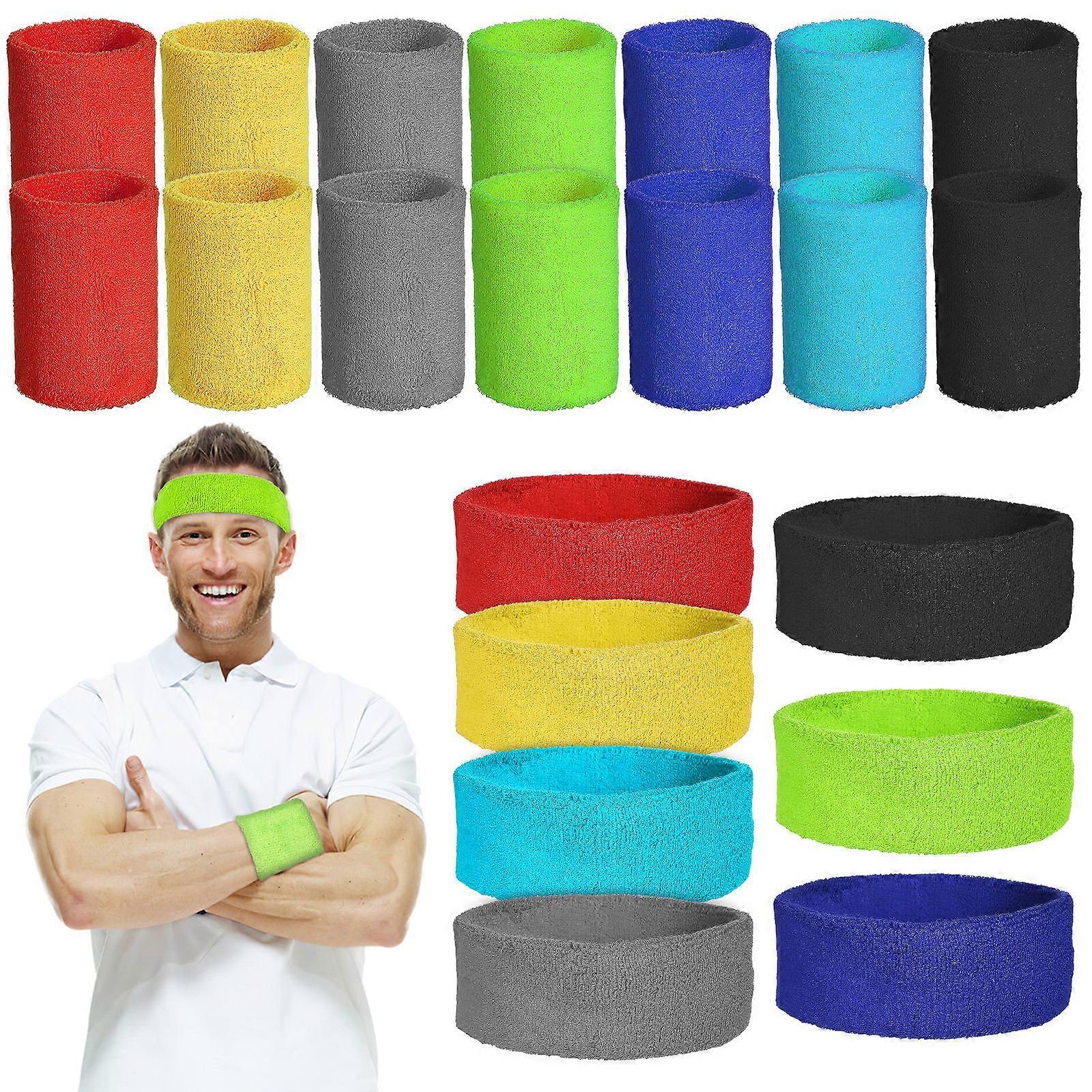 Sweat Bands Sports Headband for Running 7Sets Comfortable Elastic Fabric