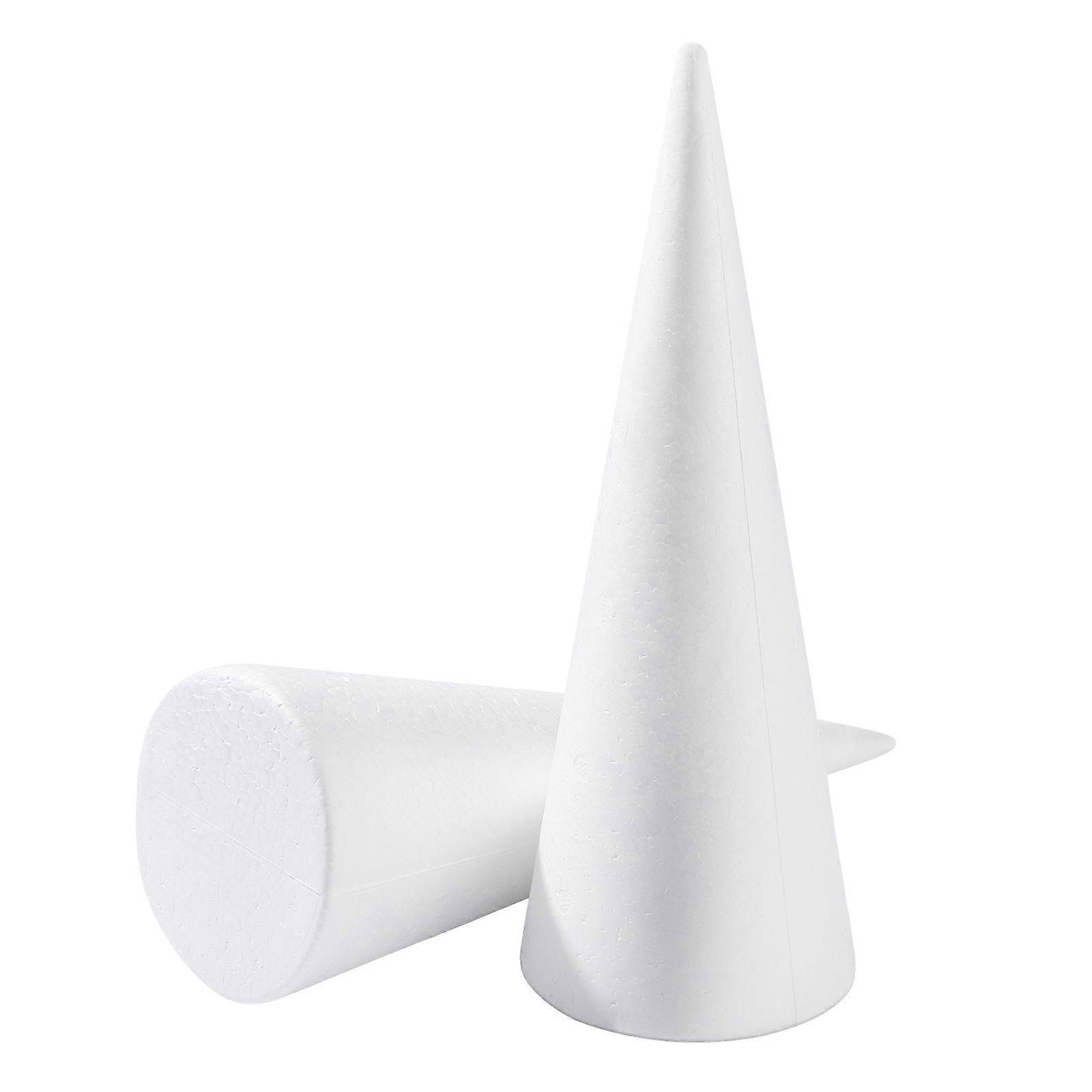 Amosfun 2pcs White Cones Arts and Crafts Cone Shaped Foams Handmade Craft Projects Christmas Tree Table Centerpiece Cone Shape (32 x 12 cm)