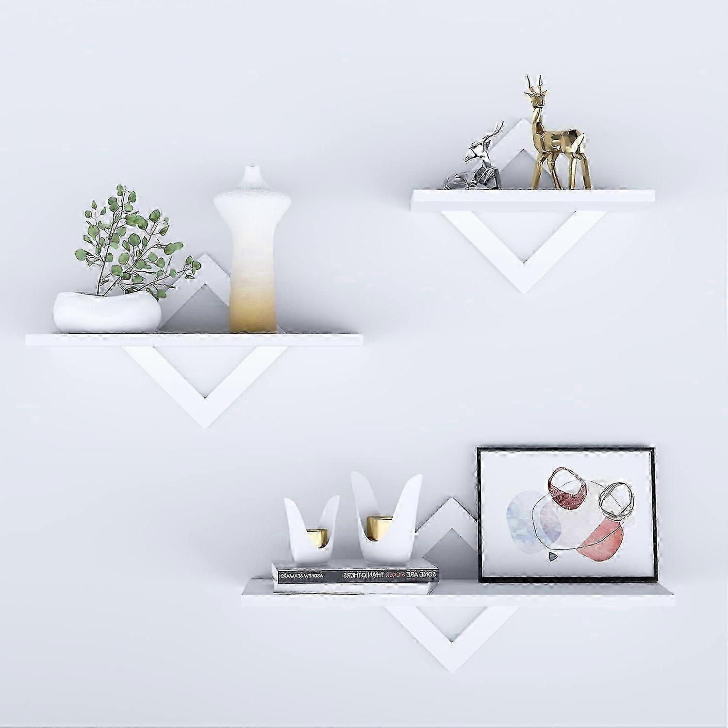 Wall shelf in a set of 3, floating wooden shelf, stable hanging shelf