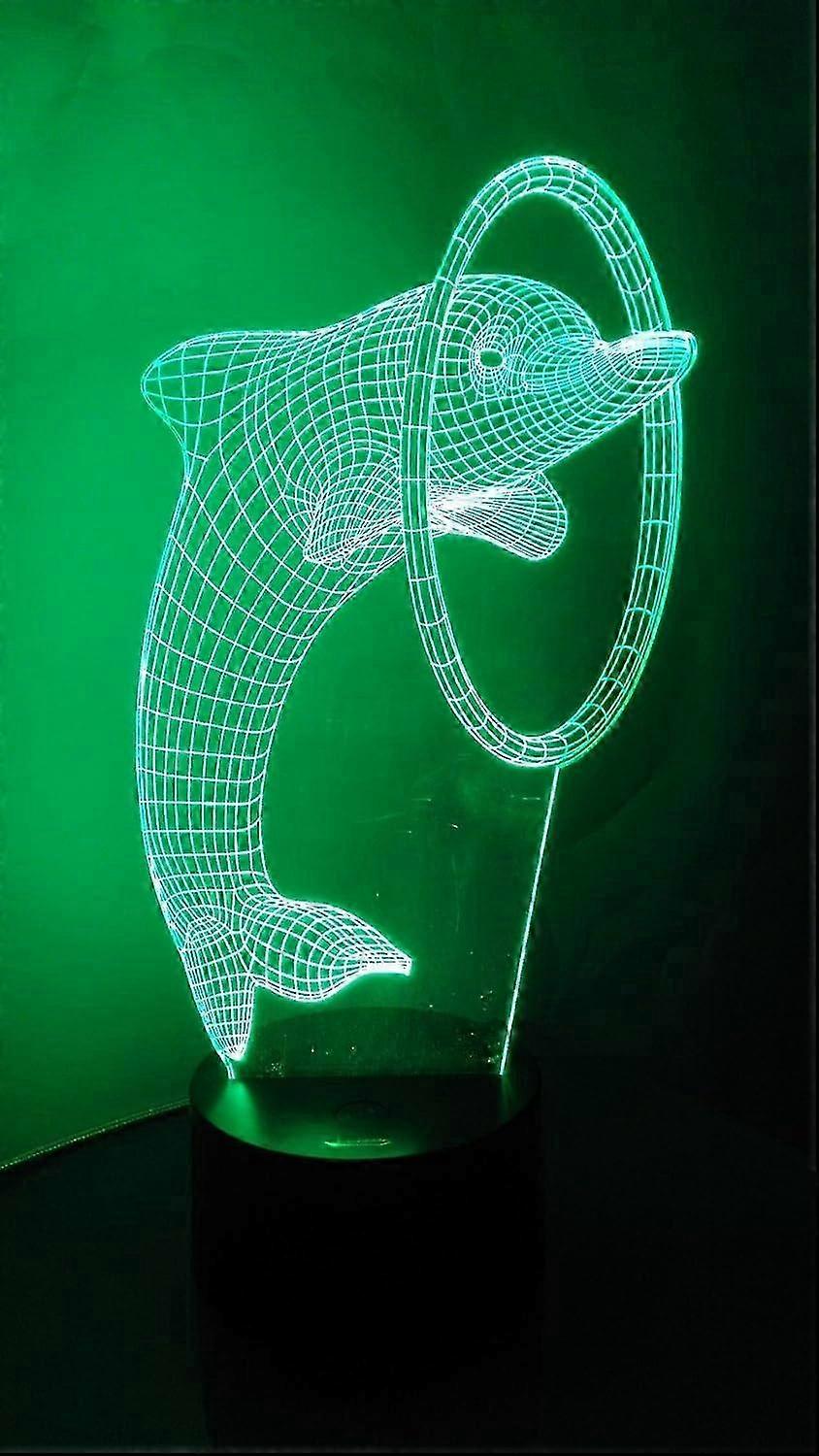 Dolphin 3D Night Light LED Illusion Lamp Bedside Desk Table Lamp
