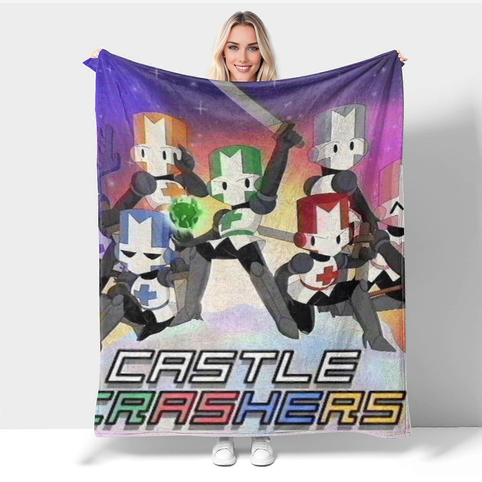 v354 Castle Crashers Printed thickened double-sided velvet blanket, comfortable and soft for sofa, thick winter blanket for bedroom, living room jk354