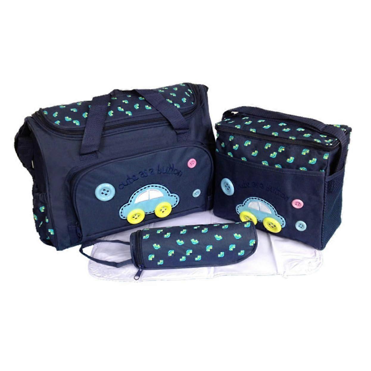 4-in-1 Dark Blue Mummy Bag Set Large Capacity Diaper Bag With Changing Pad For Travel And New Moms