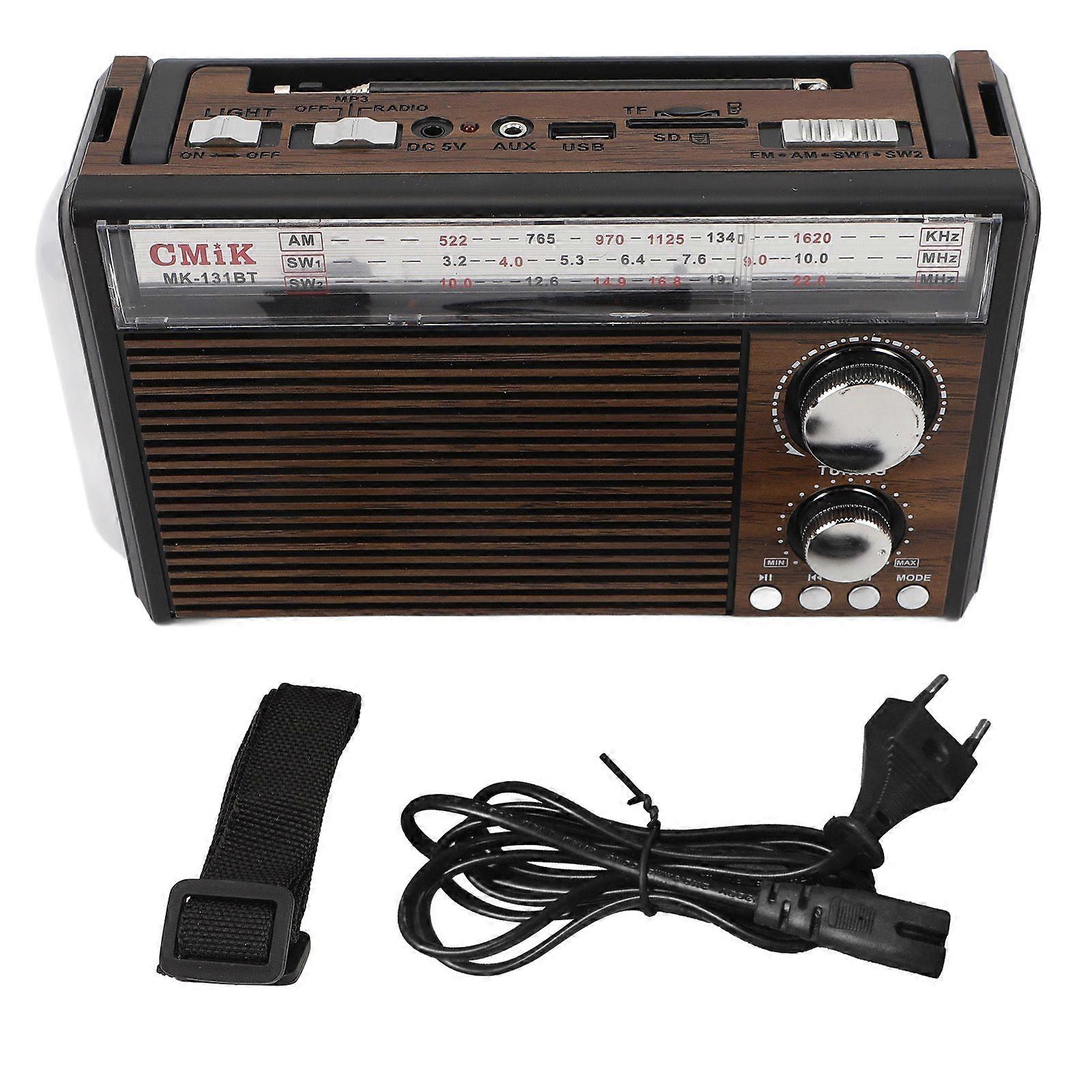 FM AM SW Radio Telescopic Antenna Multiple Band MP3 Player Radio Portable Vintage Radio with Flashlight Function EU Plug 220V