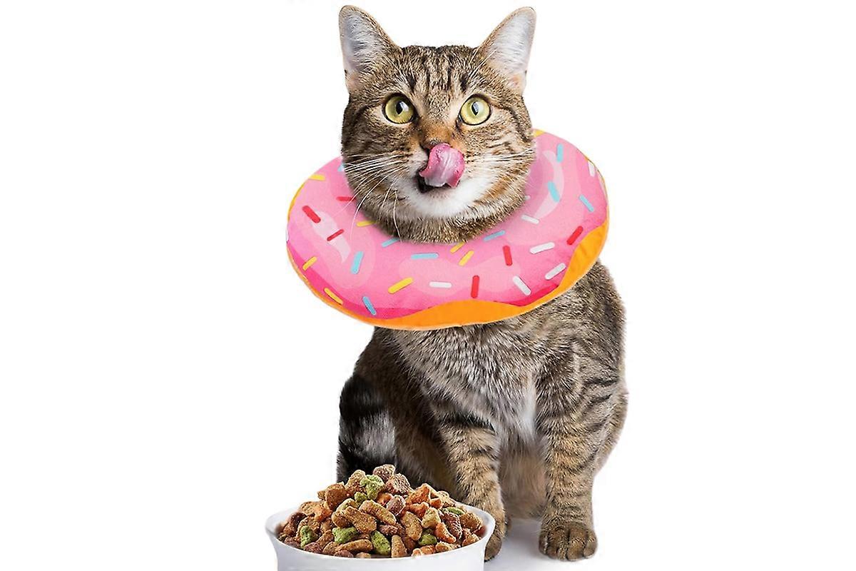 Cat Cone Soft Collar Adjustable Kitten Recovery Cones Cat Donut Collar -Pink