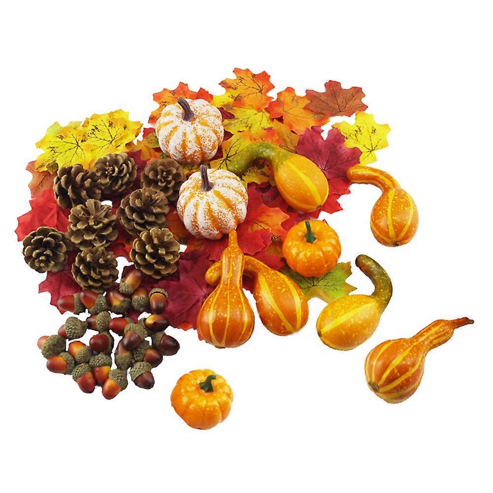 Decorative Pumpkin Maple Leaf Artificial Set for Halloween Decor