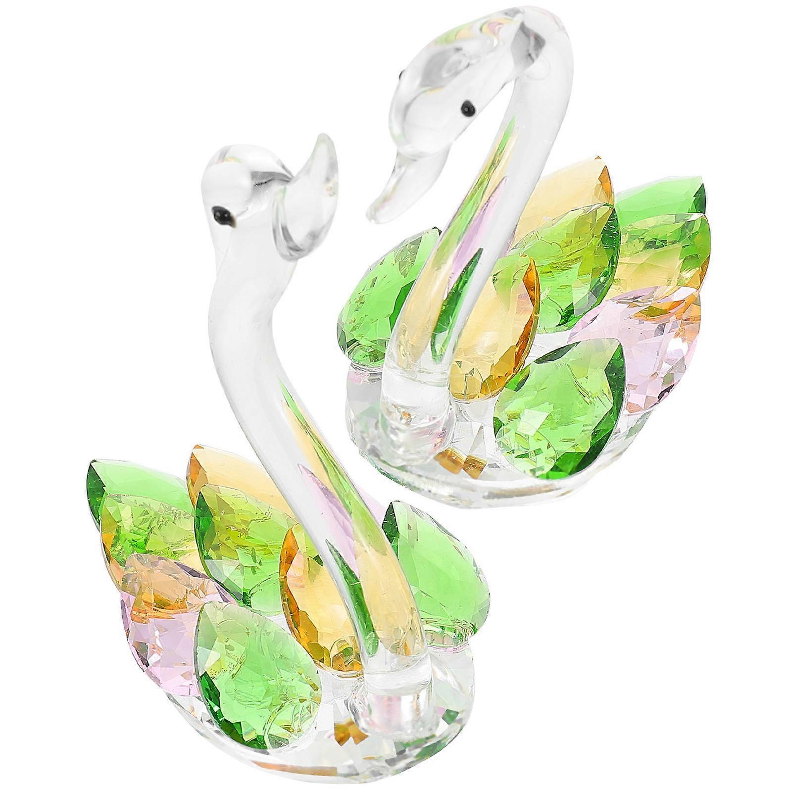 Crystal Swan Figurine Swan Ornament for Desktop Decor 10Pcs Set