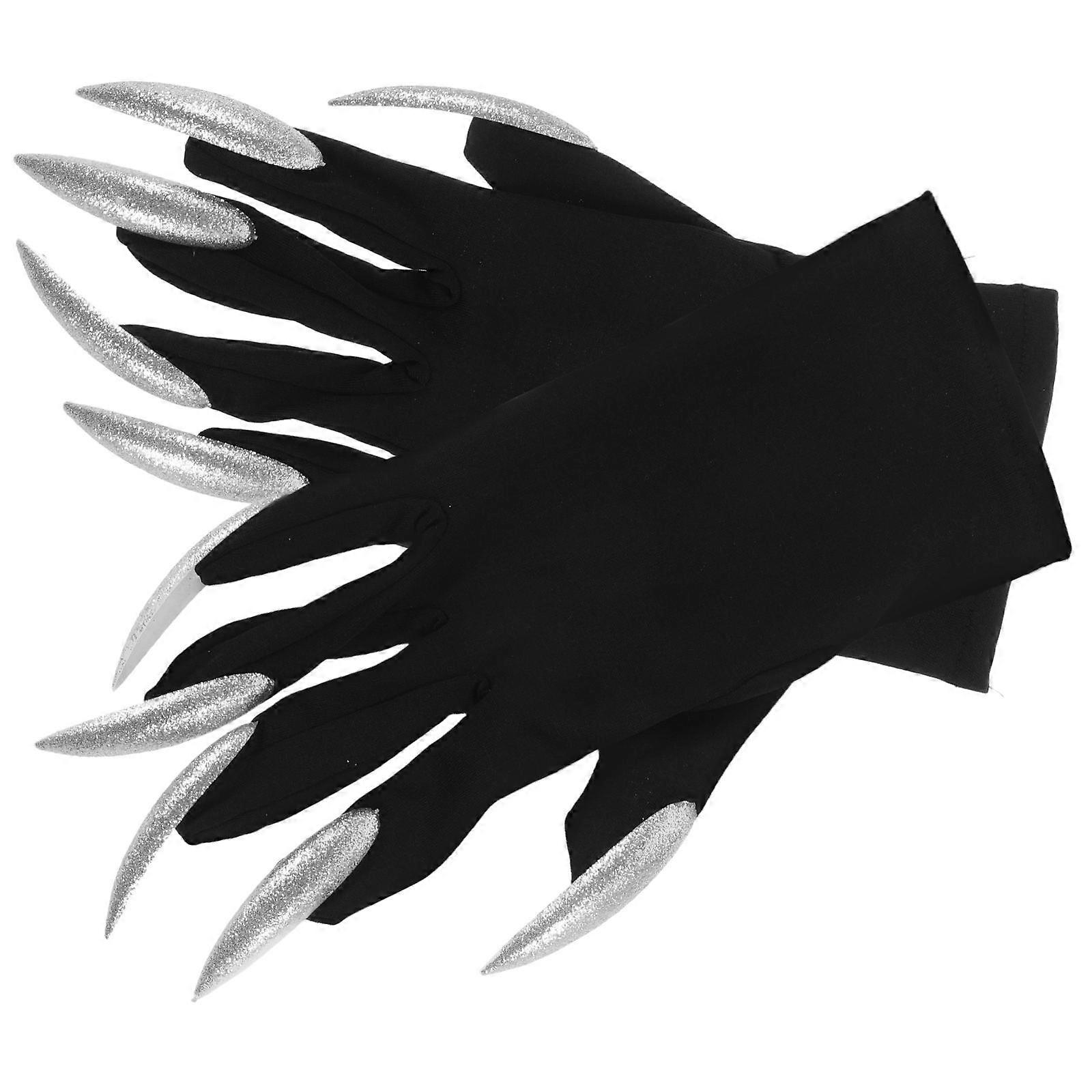 Claw Gloves Halloween Ghost Gloves for Costume 4Pairs Silver Material