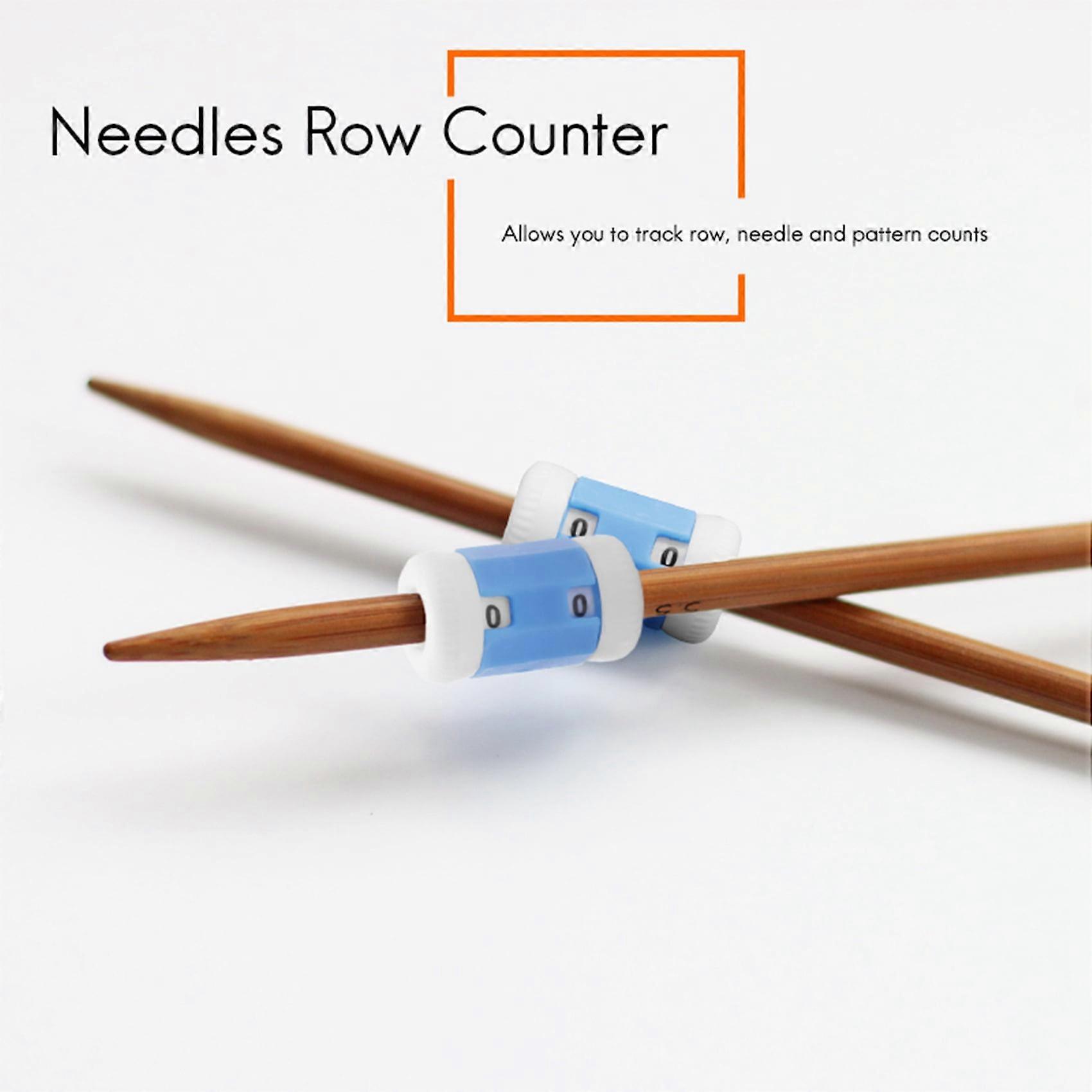 2 Large Red Plastic Knit Knitting Needles Row Counter +2 Small Blue (Large 2.2 * 1.5cm+Small 1.2cm)