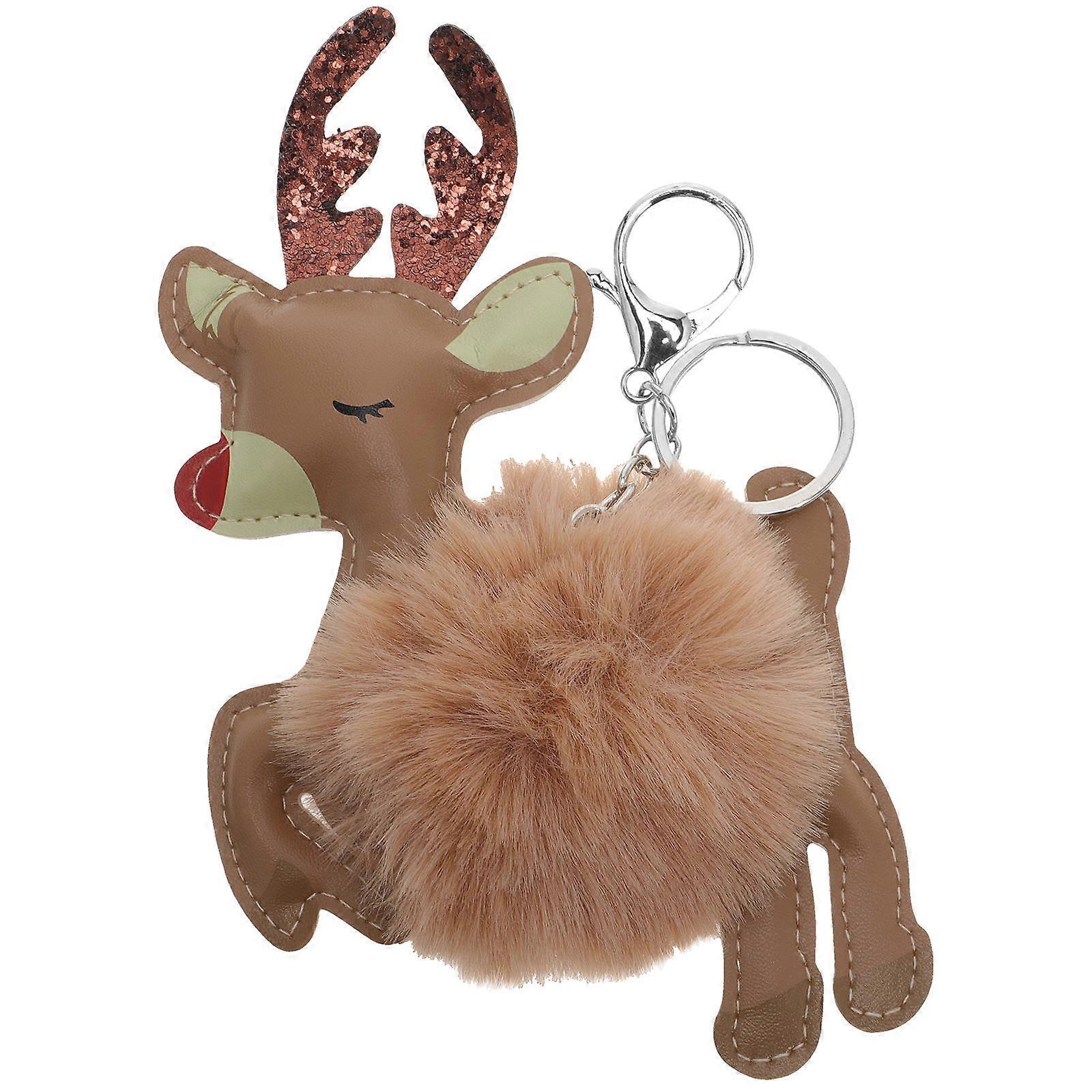 Elk Shape Key Hanging Ornament Keychain For Friends And Families Christmas Style 1Pc