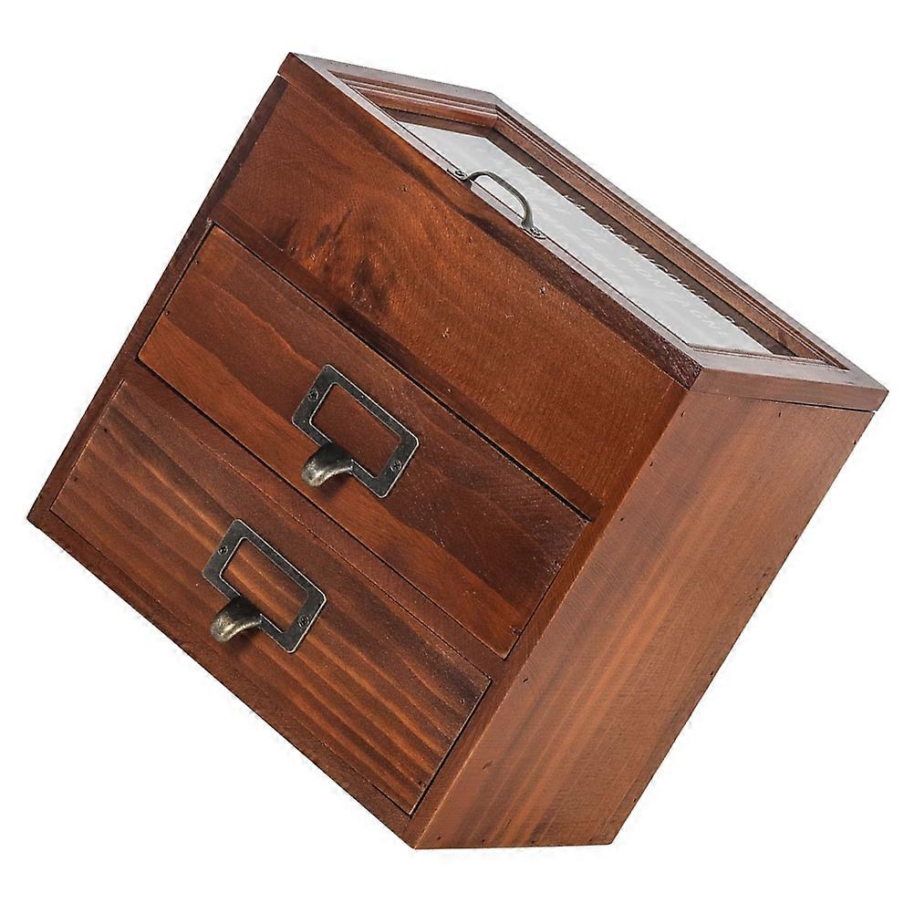 Retro Jewelry Box for Storage Use 2Pcs Wooden Multi-Layers Box