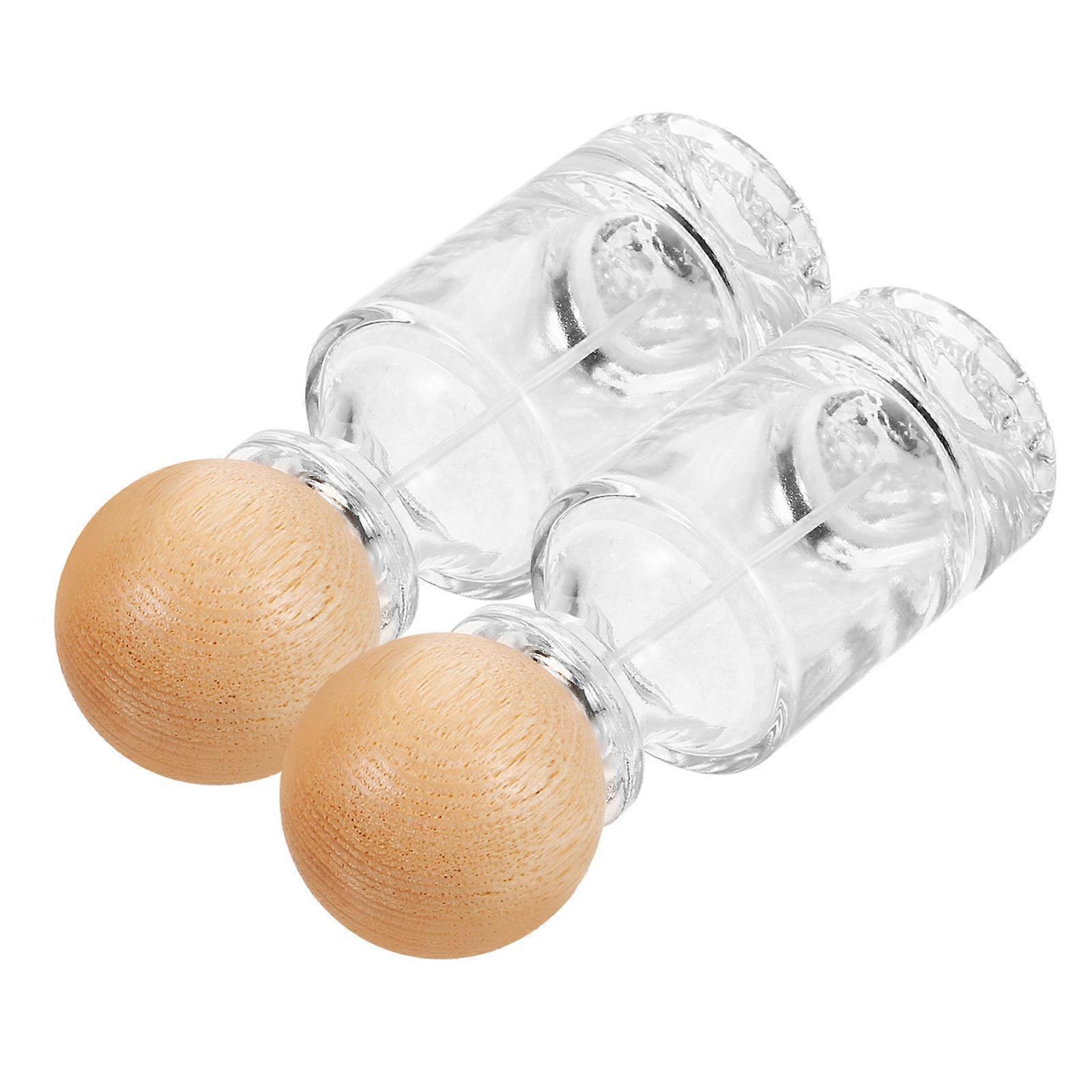 Glass Perfume Container with Walnut Lid for Storage 2Pcs Travel Bottles