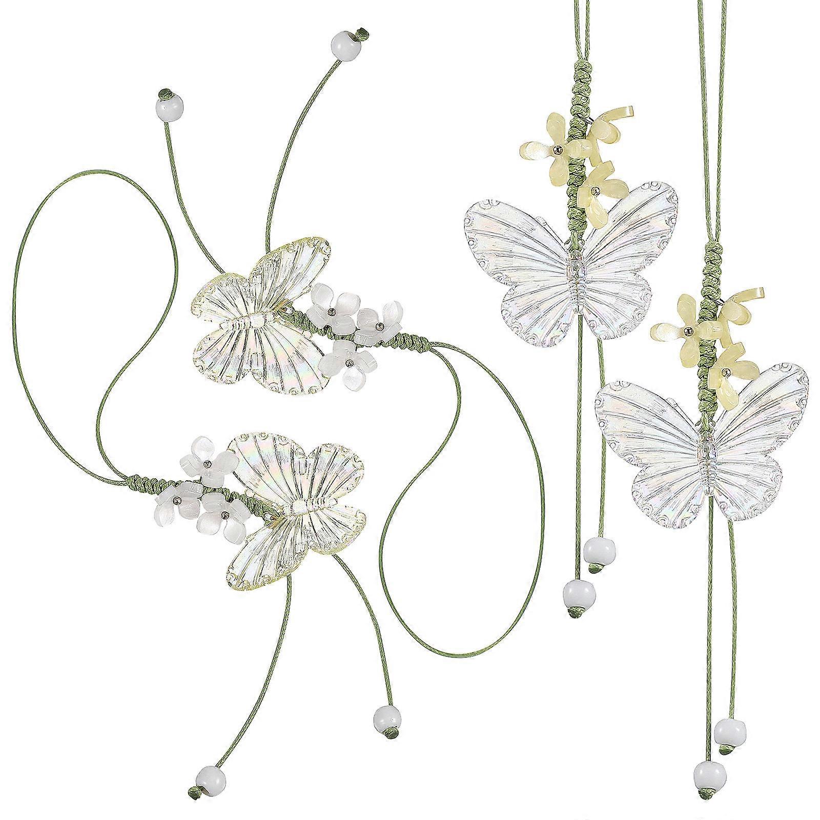 Wristlet Lanyard 4 Pcs Flower Pendant Straps For Daily Wear Stylish Appearance Assorted Color Multi-functional Accessory
