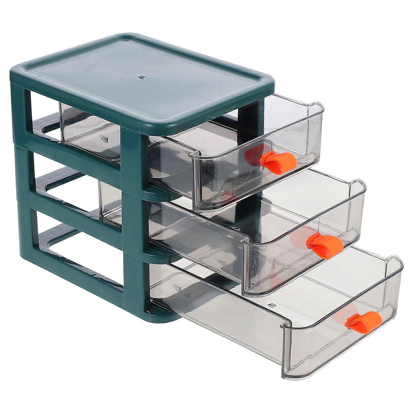 Desktop Storage Box for Storage 3Pcs Green Stationary Organizer with Drawers