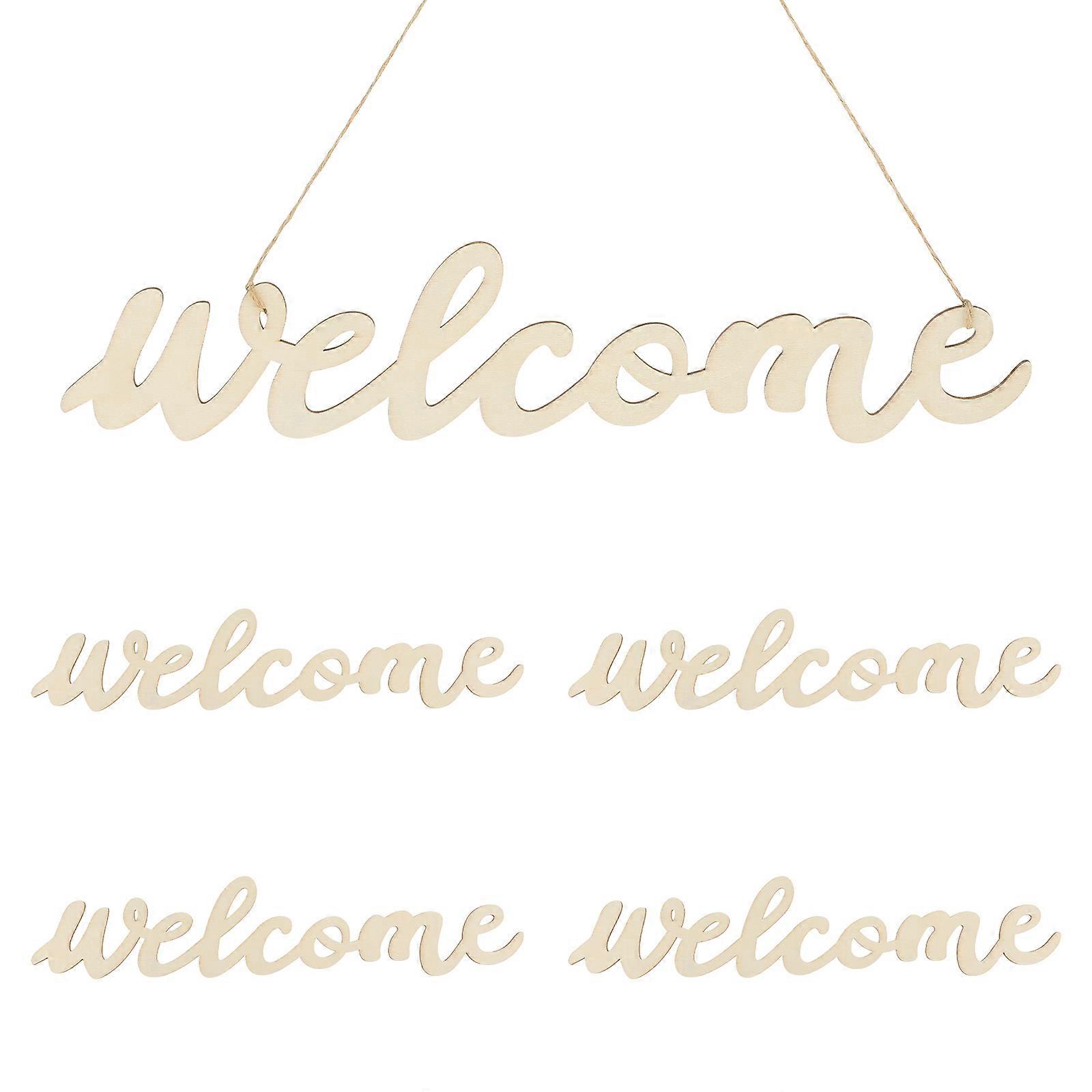 3Pcs Wooden Welcome Sign For Front Door Decor Ideal For Home Restaurant Bar With Elegant Hanging Ropes And Greeting Function