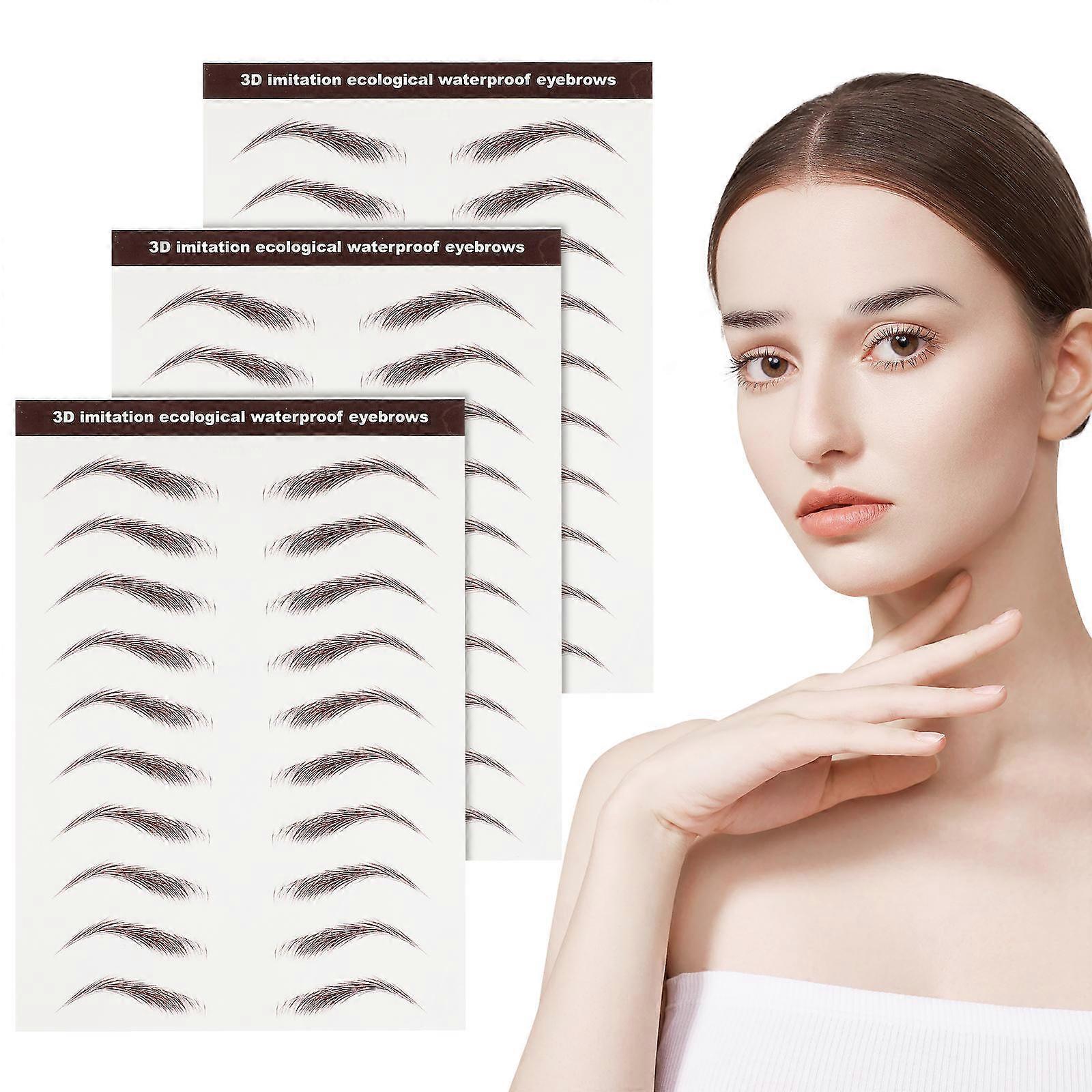 Waterproof Eyebrow Stickers Light Brown for Grooming Shaping 9 Sheets Set