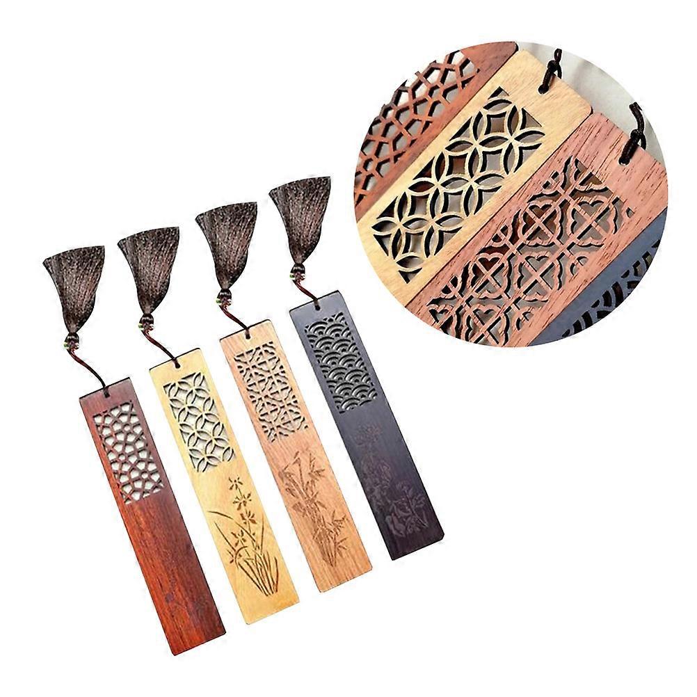 Creative Wooden Chinese Style Bookmarks Decorative Page Markers For Book Lovers Students Writers Colorful 2Sets