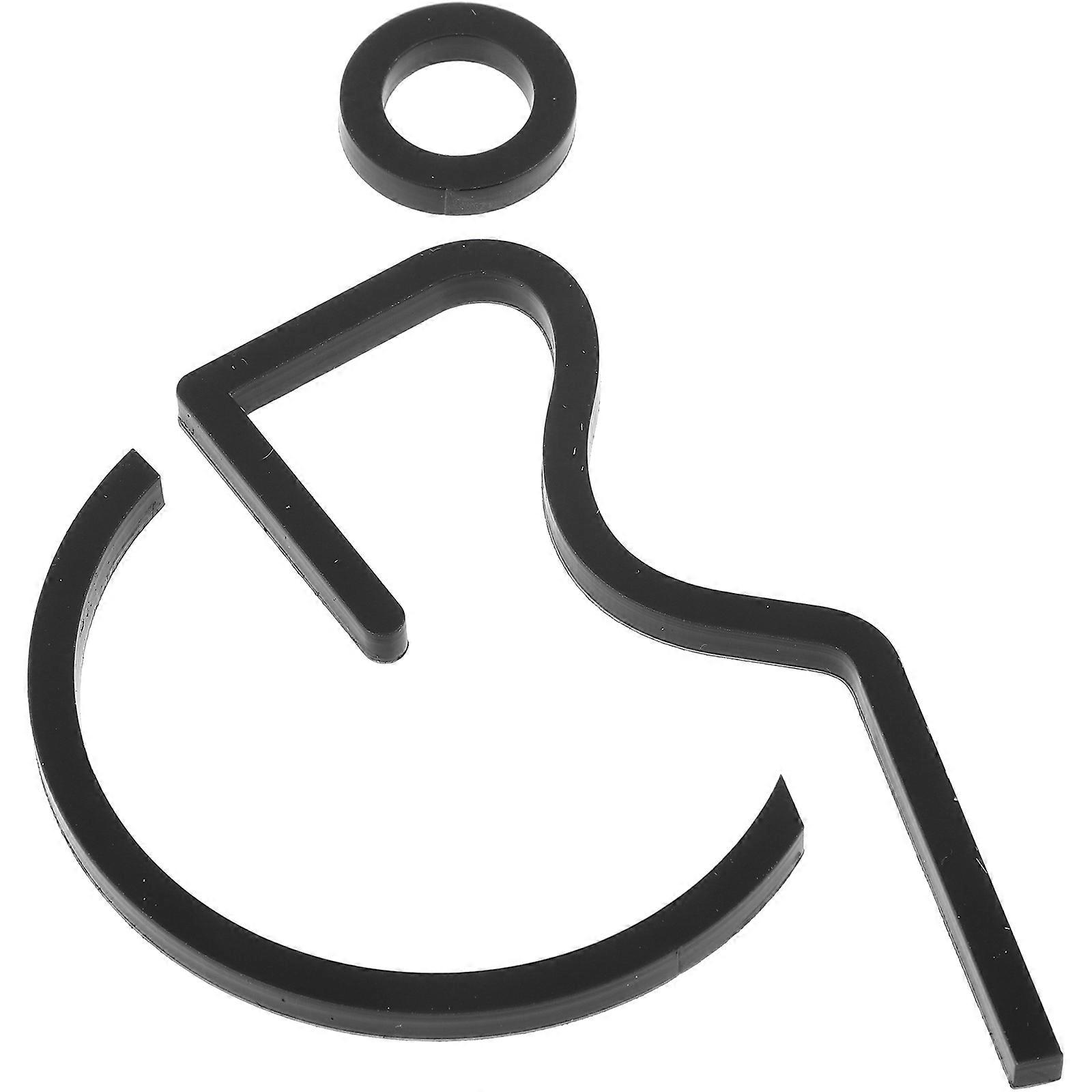 4Pcs Disabled Wheelchair Sign for Public Toilets Directional Guidance Black Rectangular Decal