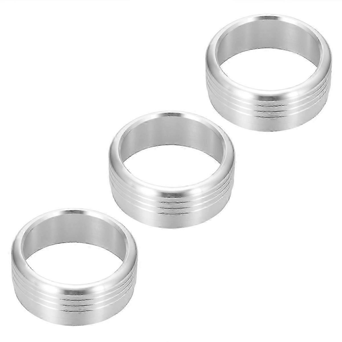 Silver Aluminum AC Knob Ring Covers for 3Pcs - Climate Control Trim