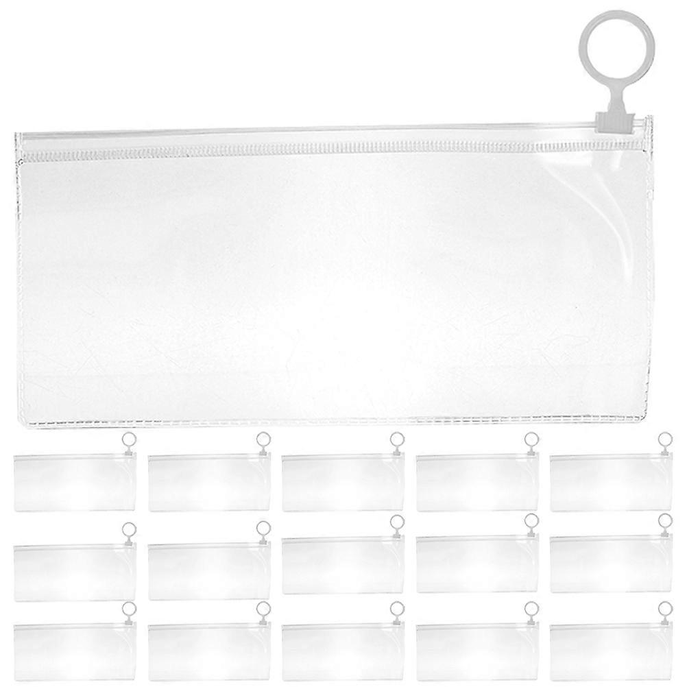 Student Use 60 Pcs Rectangular Storage Bag With Zipper For School Supplies Transparent 20X9.5CM