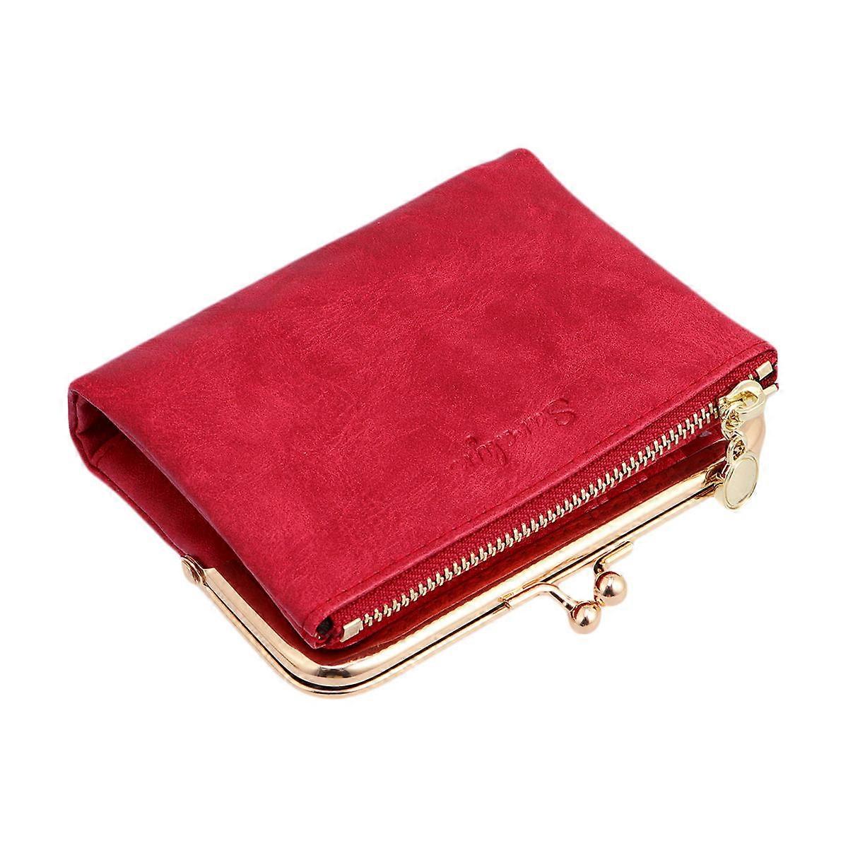Changes Bag Red Short Purse for Storage 2Pcs Portable Buckle Wallet