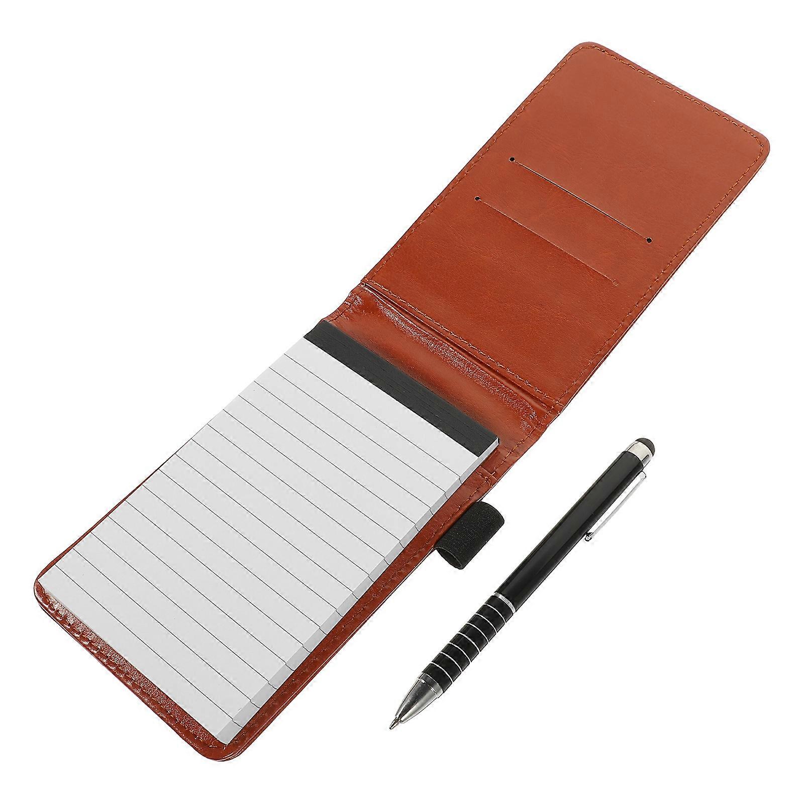 Pocket Size Notebook For Daily Use Office Work Brown 14X8.5X1.5CM Note-taking 1Set