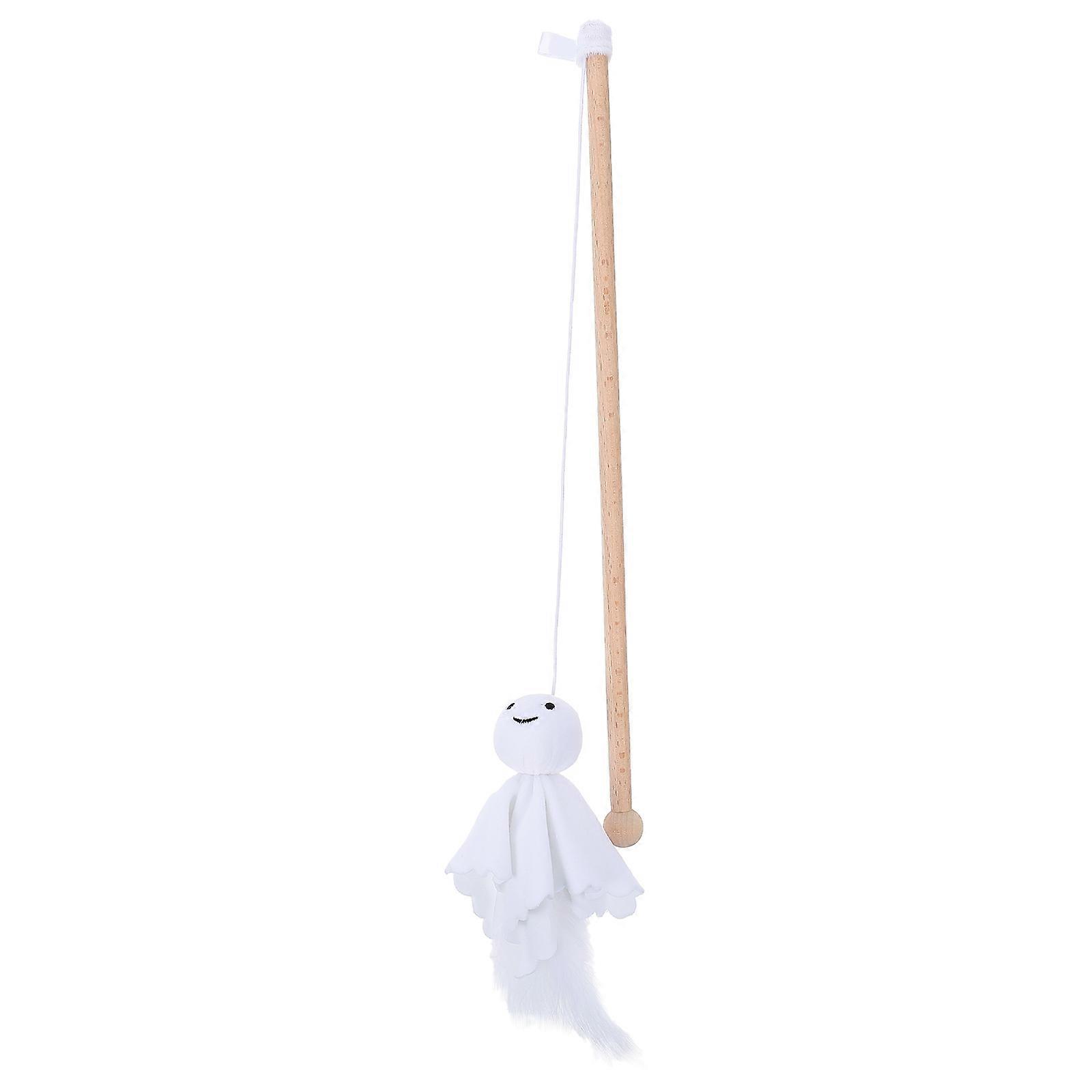 Cat Interactive Toy Halloween Ghost Shape Cat Teasing Stick for Pets