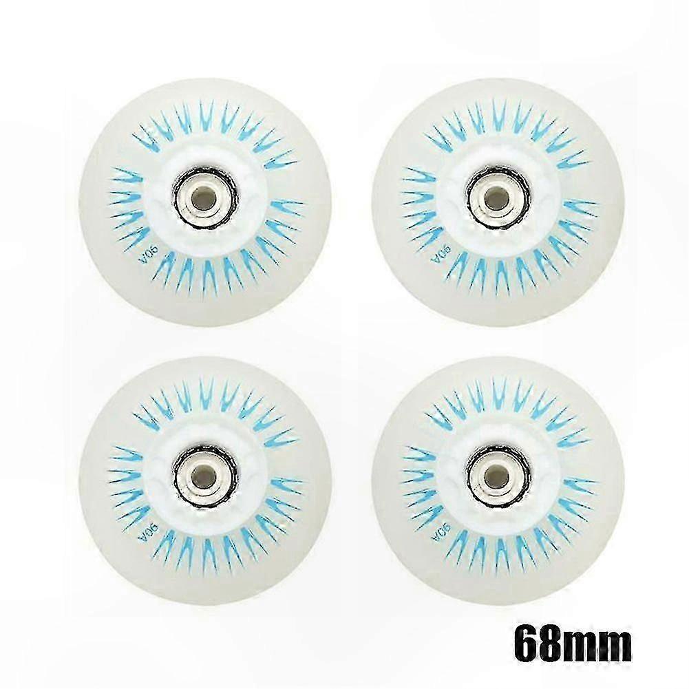 Set of 4 LED Light-Up Inline Skate Wheels, 90A Hardness, Sizes 80mm 76mm 72mm 68mm