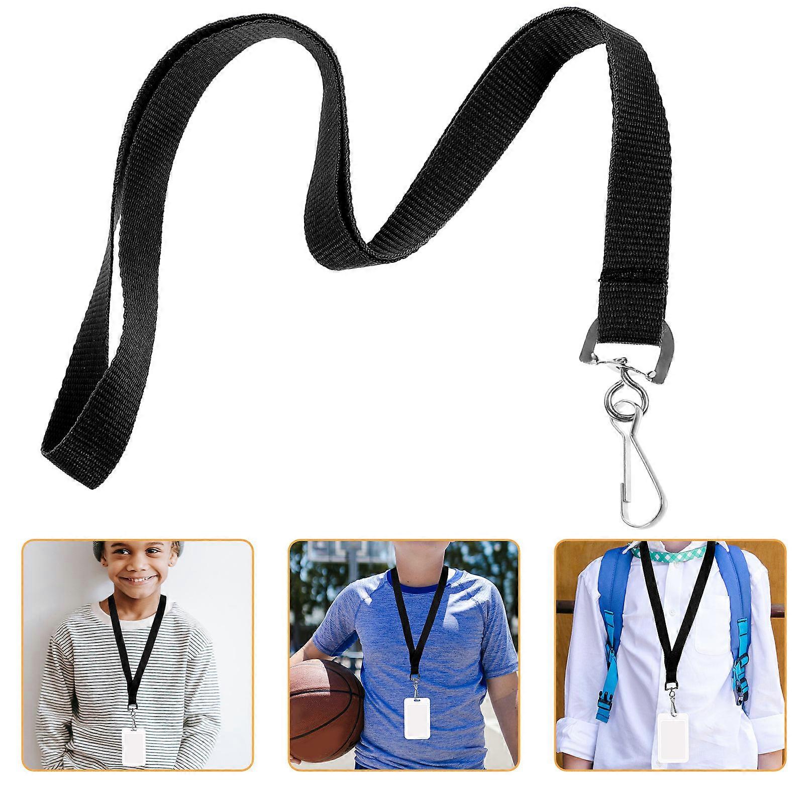 Black Polyester Lanyard for Office Id Card Daily Use 2Pcs