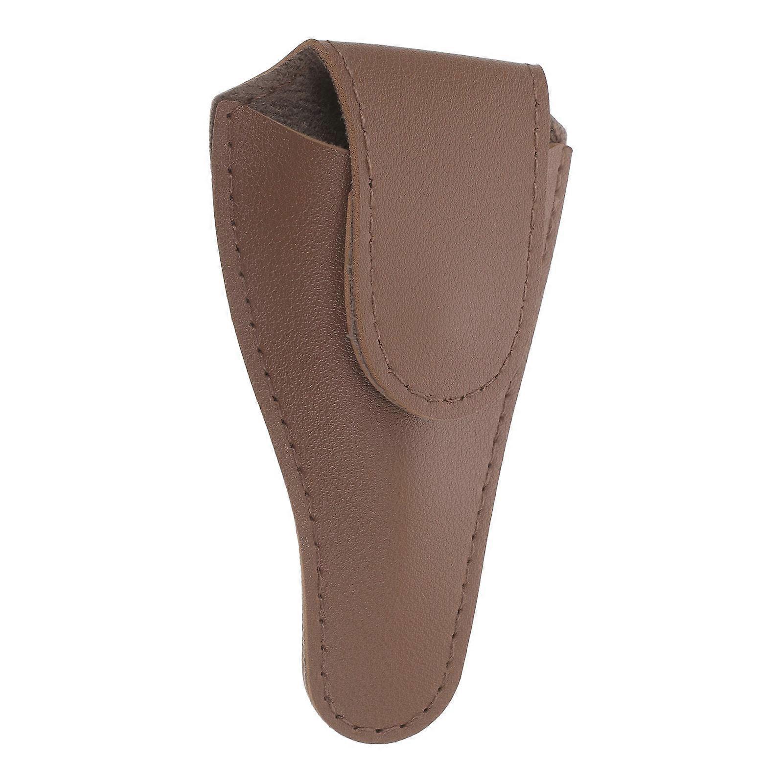 Chic Cuticle Scissors Cover 3Pcs Versatile For Makeup Routine Rectangular Design Dark Brown Effective Protection