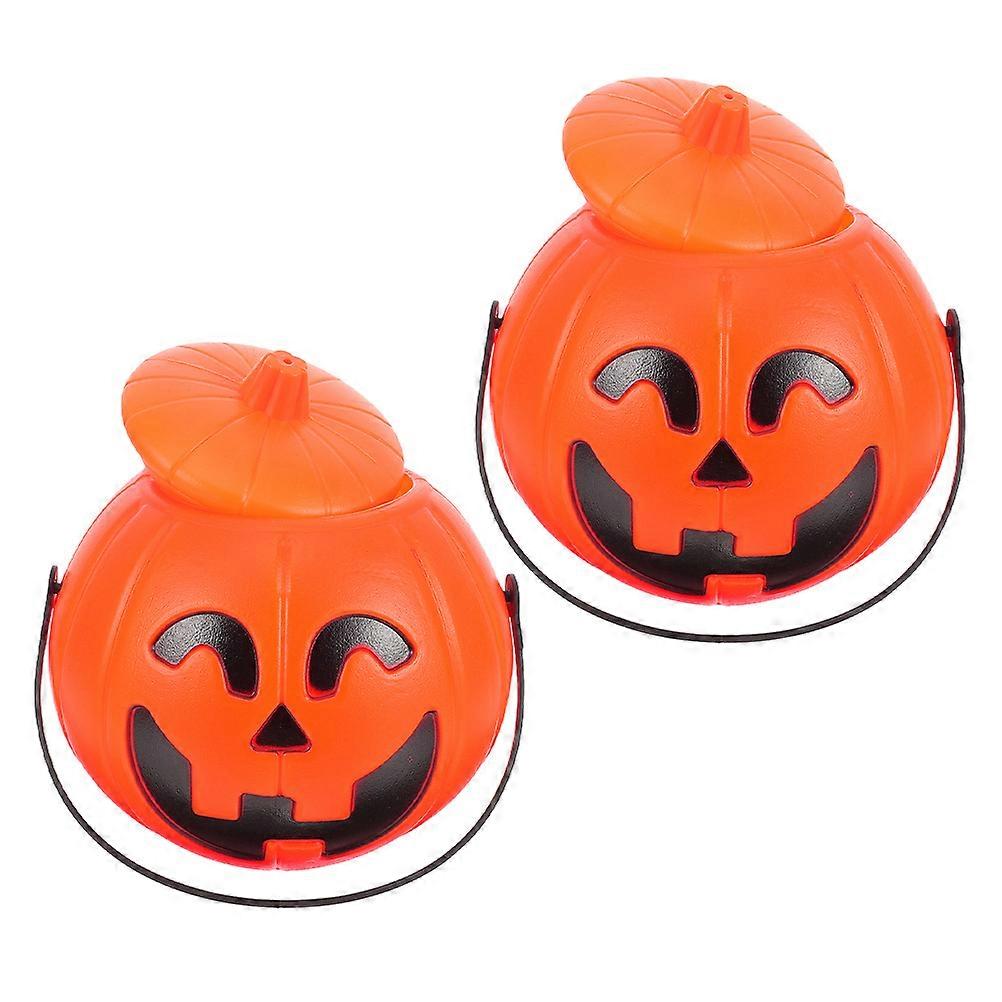 Pumpkin Candy Bucket for Storage Use Trick-Or-Treat 4Pcs Orange