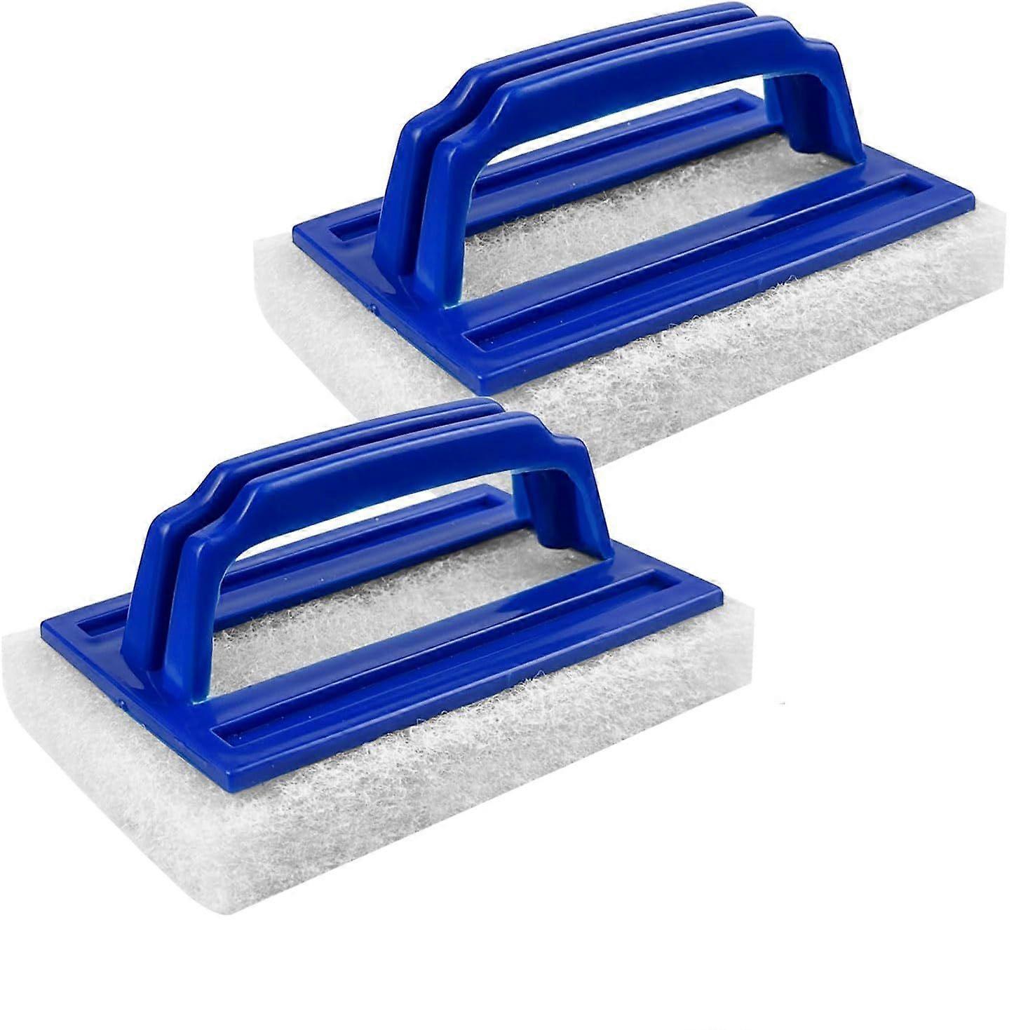 Pool Sponge, 2pcs Magic Pool Sponge, Magic Pool Sponge with Handle, Durable Magic Pool Sponge, Dirt Cleaning (Blue), Plastic + Nylon, 14.5*8.5*7cm